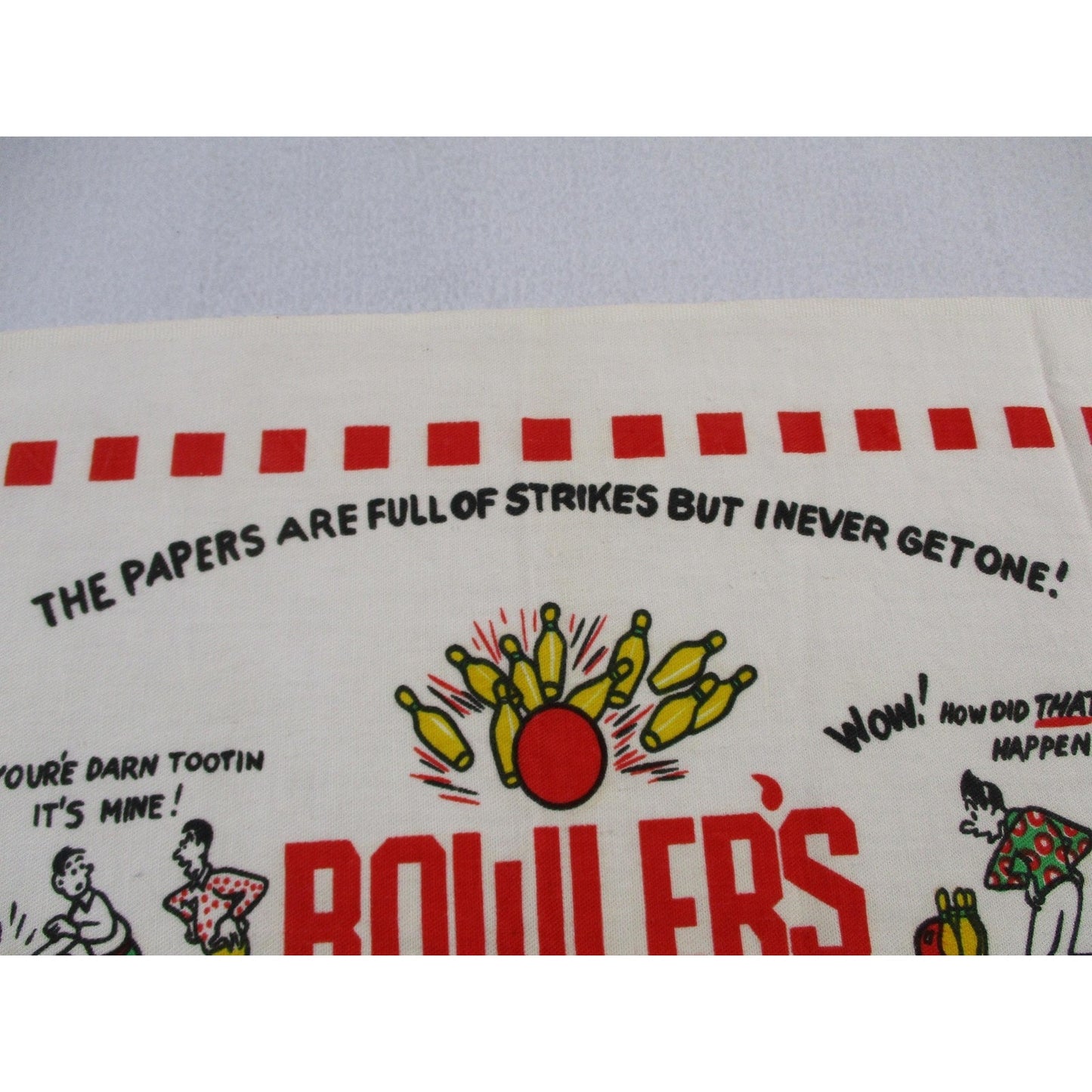 Bowlers Crying Towel Multicolor Cotton Retro Bowling Kitchen Tea Towel Humor