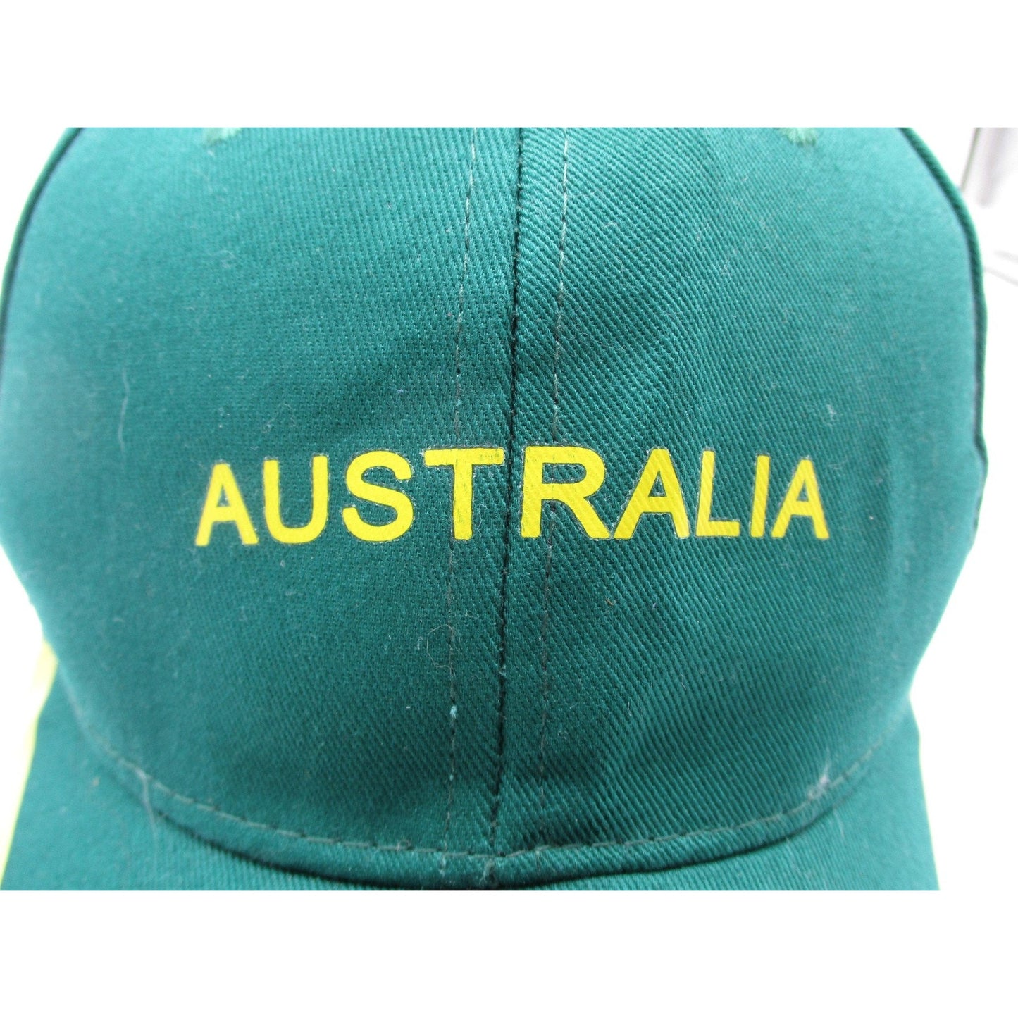 Australia Hat Cap Strap Back Mens One Size Green Yellow Kangaroo Emu Souvenir