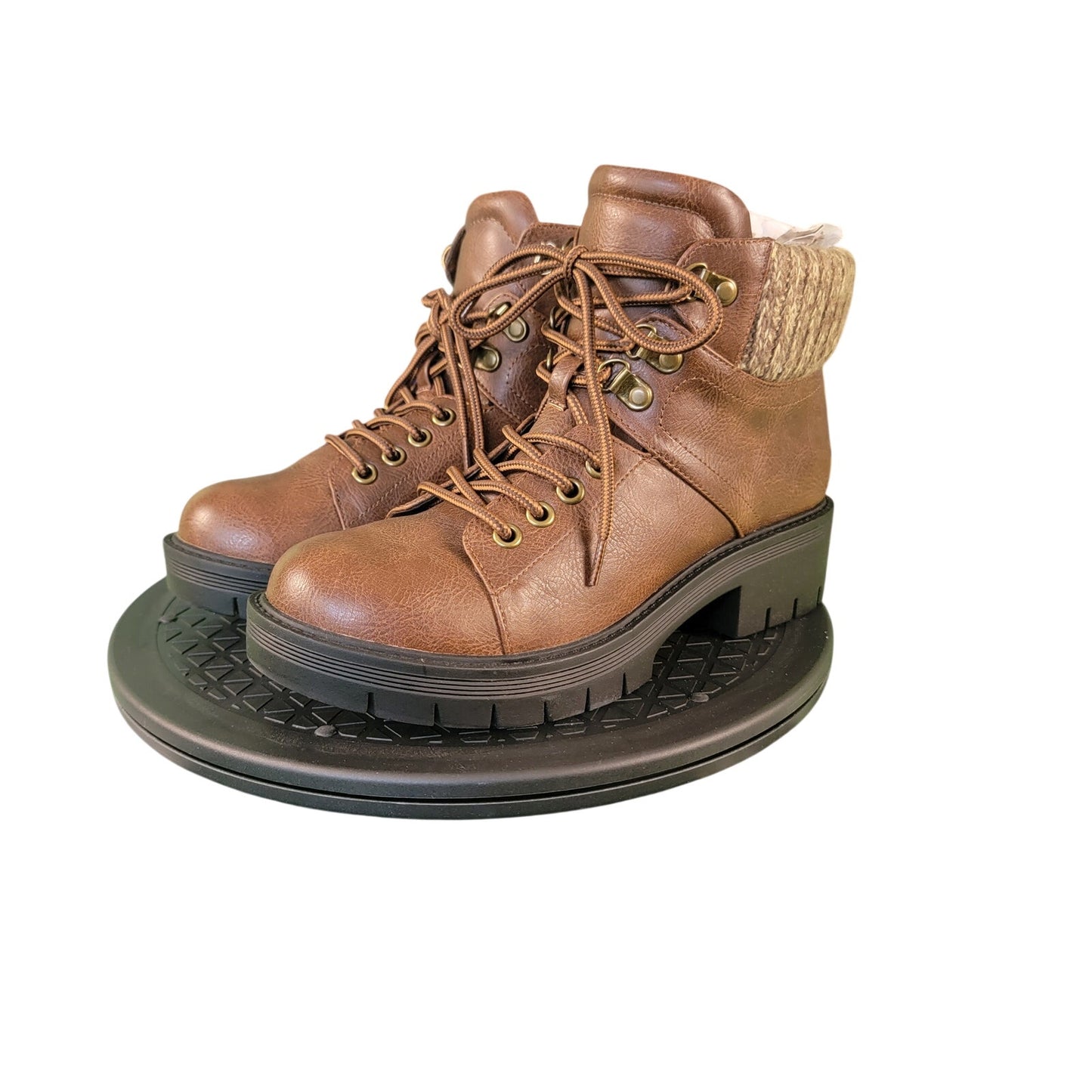 Mia Women’s Lug Boots "Marsha" Brown Lace Up Size 7 New W/ Box0