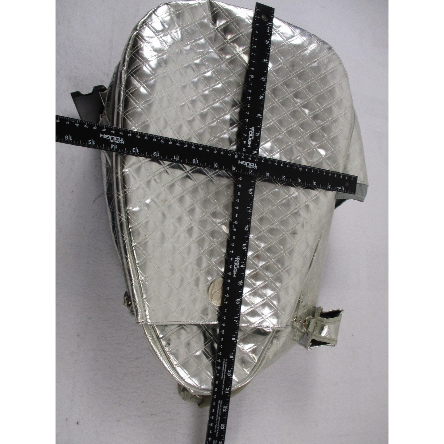 Life Is Tennis Metallic Quilted Backpack Bag Silver Tennis Racket Holder Gear