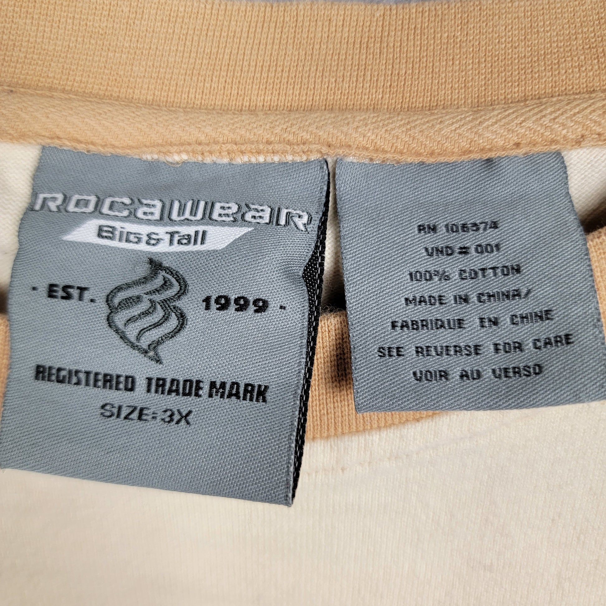 Vintage Rocawear Big Tall Shirt Mens 3X Y2K Tan White Raglan Embroidered Tee3