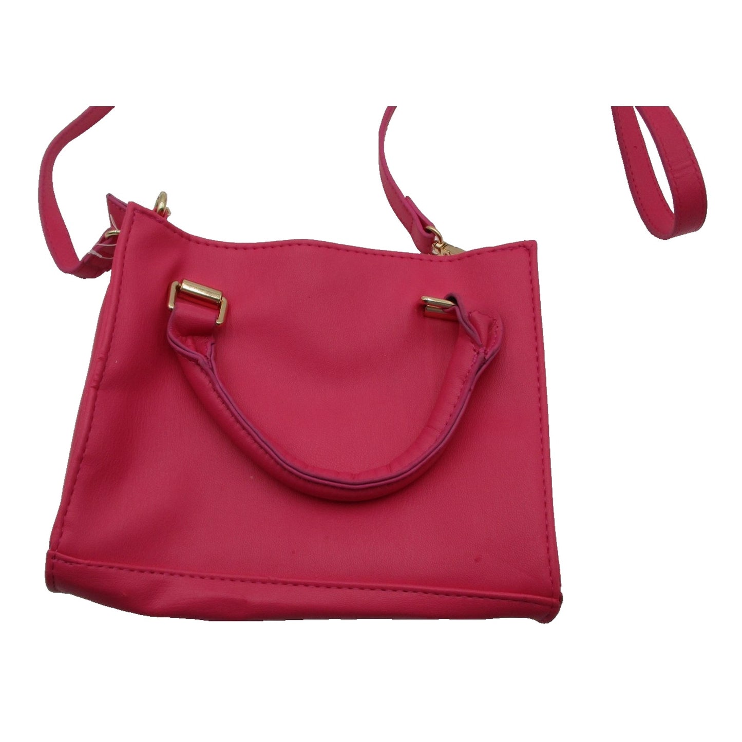 Bebe Satchel Bag Womens Mini Hot Pink Quilted Faux Leather Crossbody Purse Gold