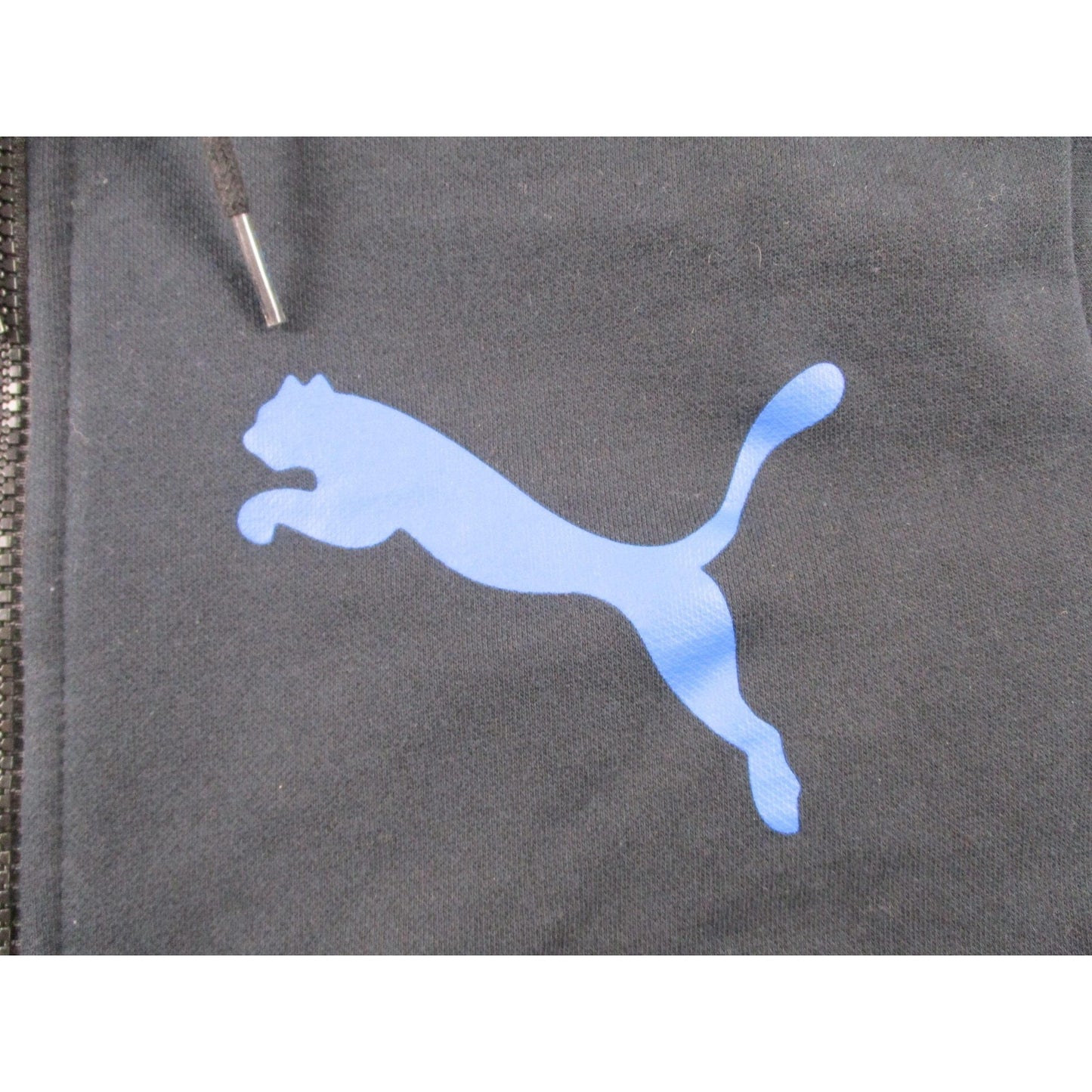 Puma Tracksuit Men Large Black Blue Logo Fleece Hoodie Jogger Sweatsuit Set 1690