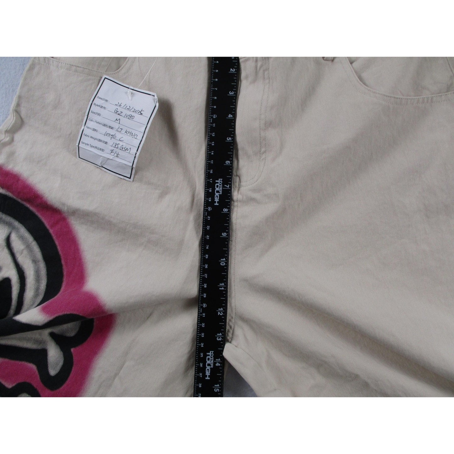 Hard Goods Sample Shorts Men Medium Beige Skull Crossbones Graffiti Chino Canvas NWT