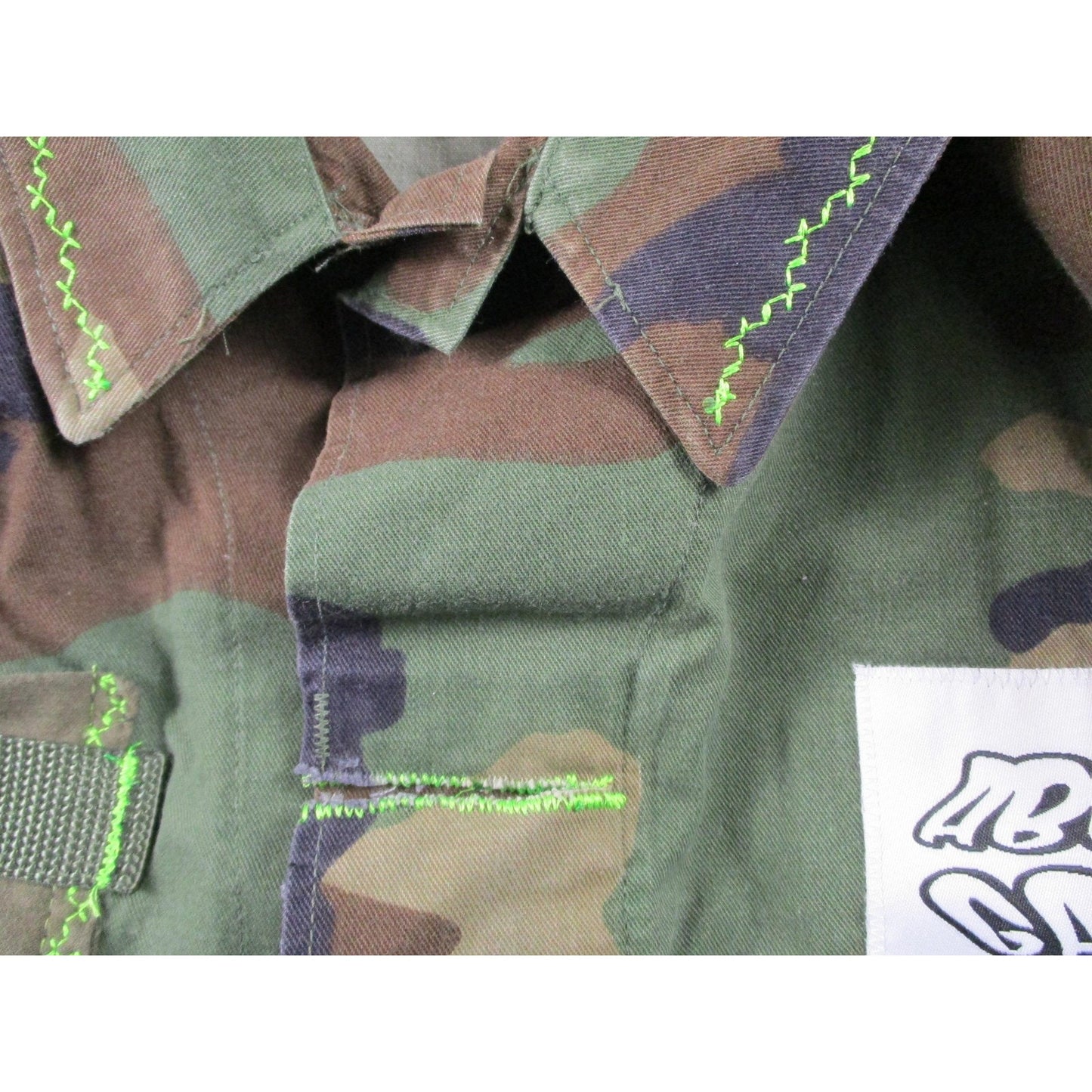 Aboves Garden Custom Jacket Mens Xlt Green Camo Military Skull Dragon Patchwork