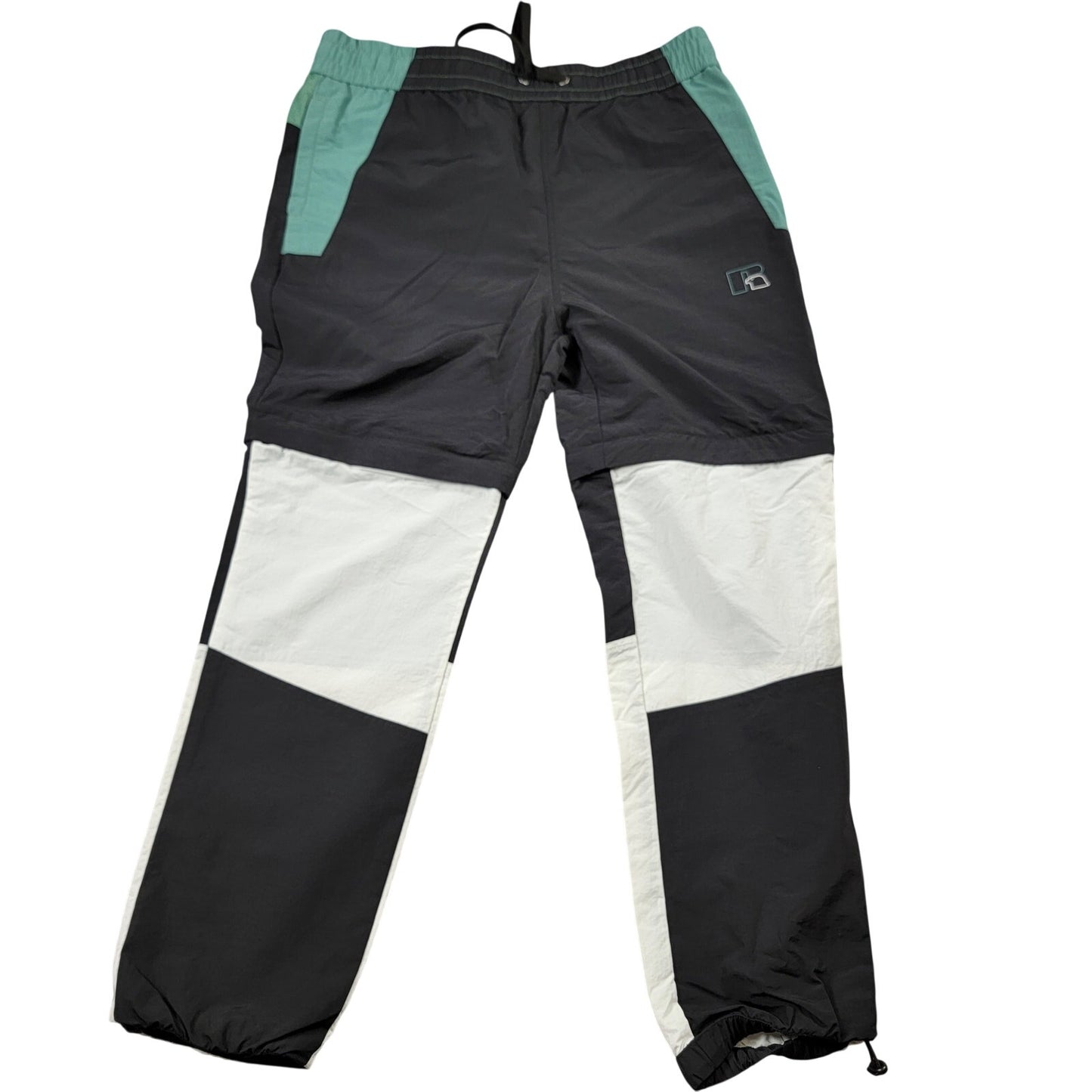 Russell Athletic Men's Colorblock Track Pants | Size L | Black / Teal / White | NWT | $95 Retail