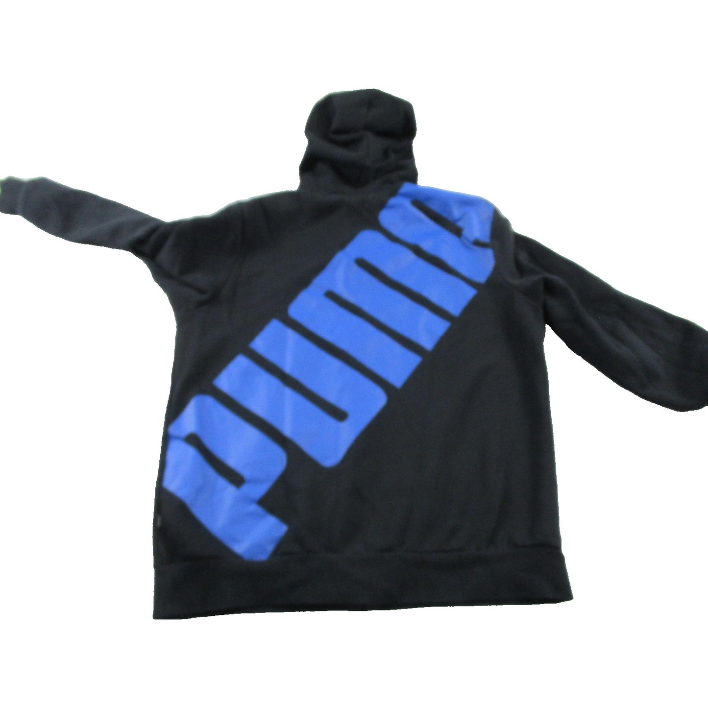Puma Tracksuit Men Large Black Blue Logo Fleece Hoodie Jogger Sweatsuit Set 1690