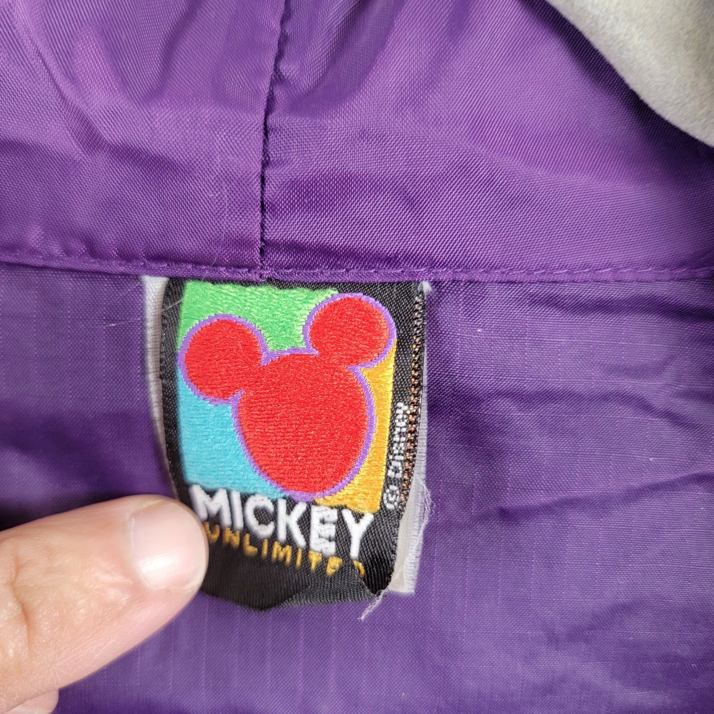 Mickey Mouse Purple Windbreaker Zip Up Hoodie Sz M (251)4