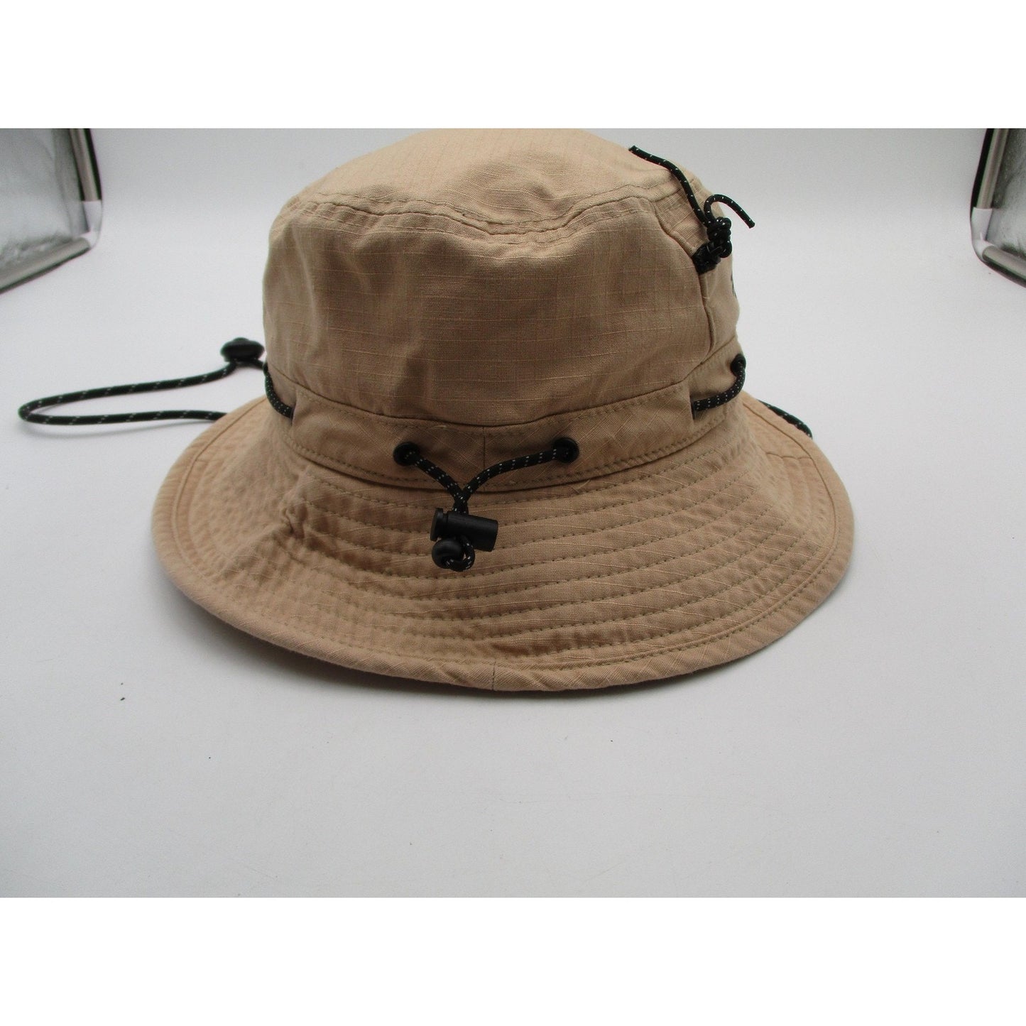 Adidas Hat Cap Bucket Mens One Size Beige Canvas Trefoil Logo Outdoor Hiking