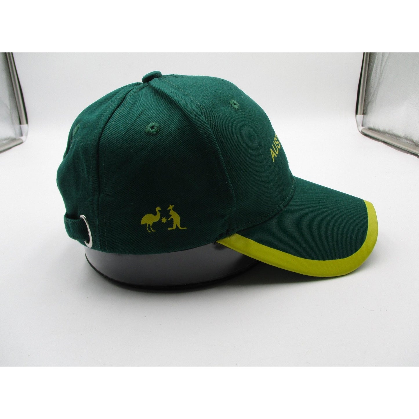 Australia Hat Cap Strap Back Mens One Size Green Yellow Kangaroo Emu Souvenir