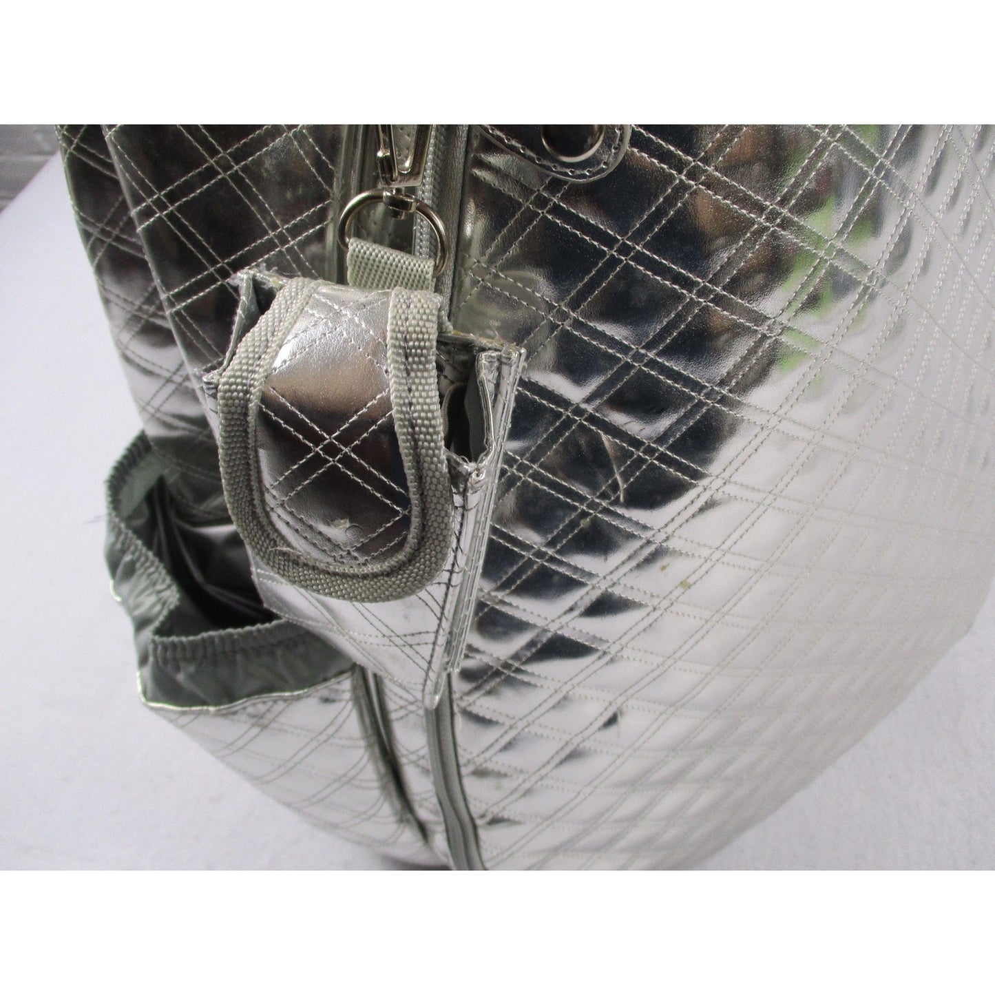 Life Is Tennis Metallic Quilted Backpack Bag Silver Tennis Racket Holder Gear