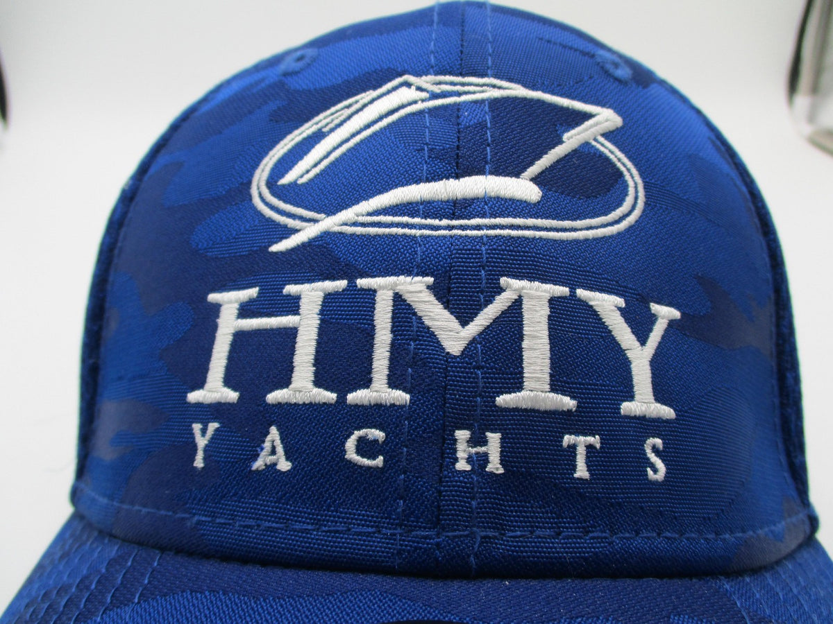 New Era HMY Yachts Hat Cap Fitted Mens L/XL Blue Mesh Camo Baseball 39THIRTY10