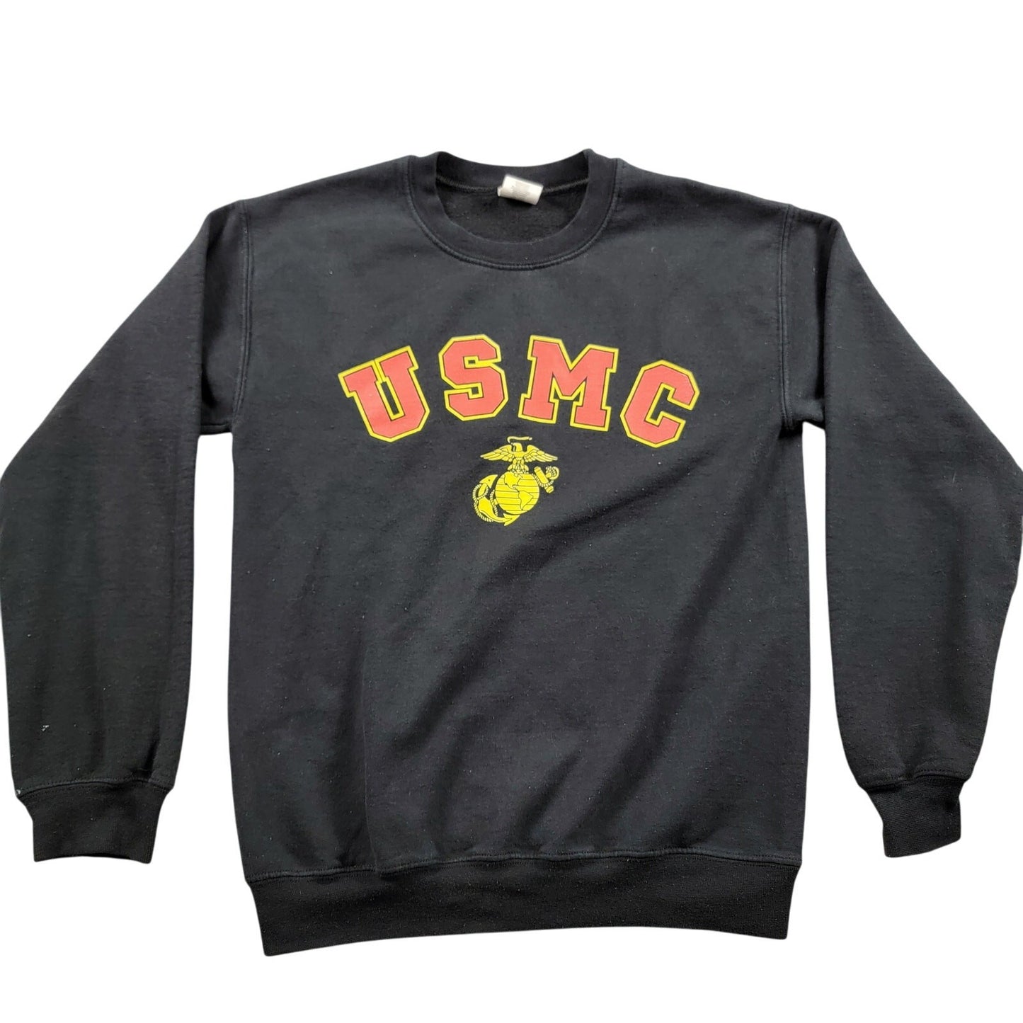 Vintage USMC Men's Black Sweatshirt Longsleeved Sz S
