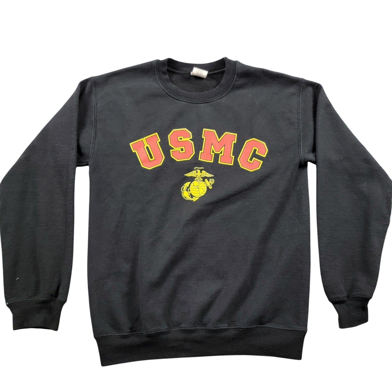 Vintage USMC Men's Black Sweatshirt Longsleeved Sz S