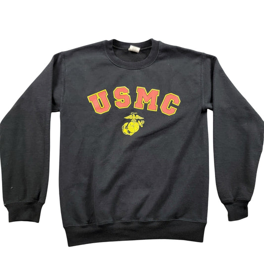 Vintage USMC Men's Black Sweatshirt Longsleeved Sz S