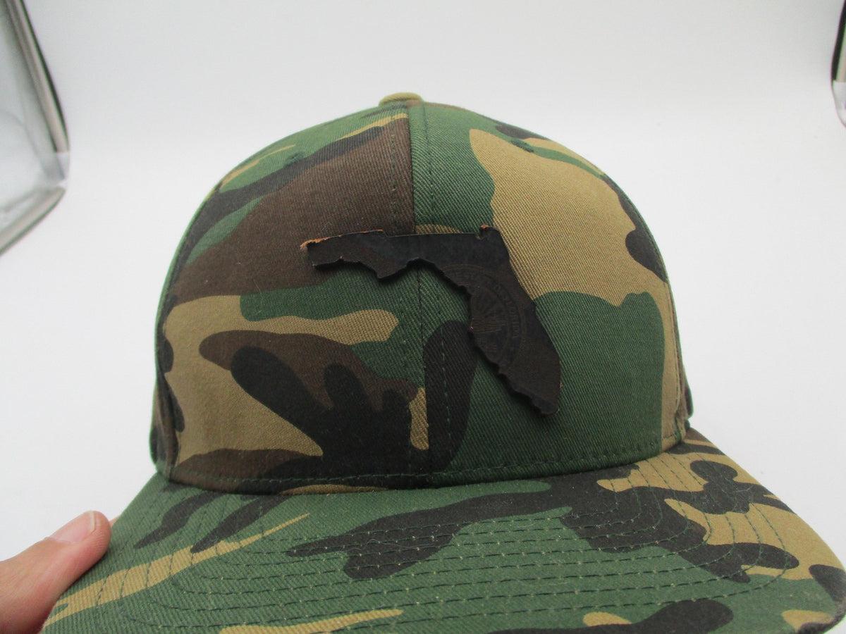 Branded Bills Florida Hat Cap Snap Back Mens One Size Green Camo State Patch USA1