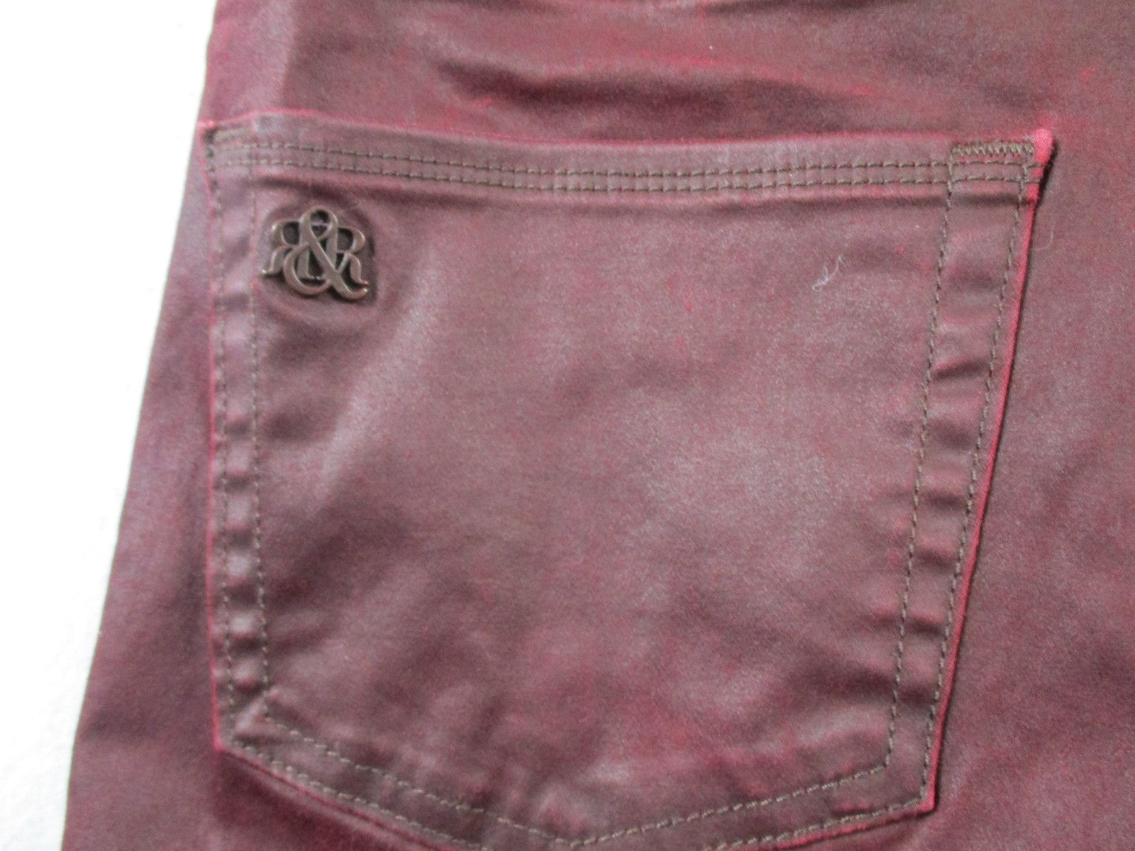 Rock & Republic Jeans Womens 31 Dark Red Skinny Slim Fit Coated Denim 14359