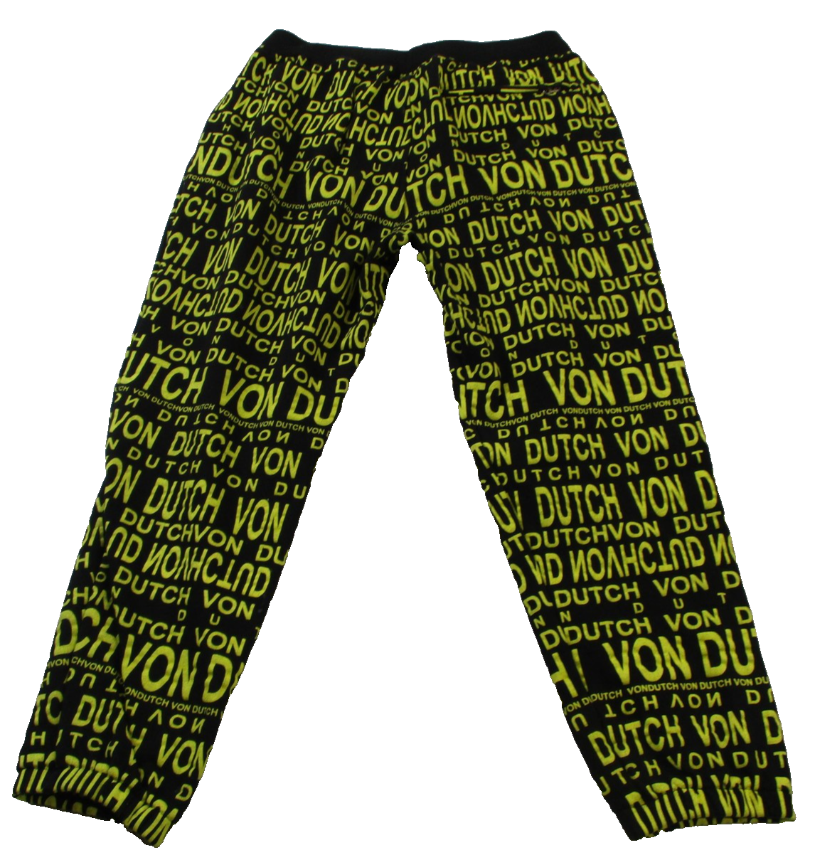 Von Dutch Pants Mens Large Black Neon All Over Logo Joggers Sweatpants 14281