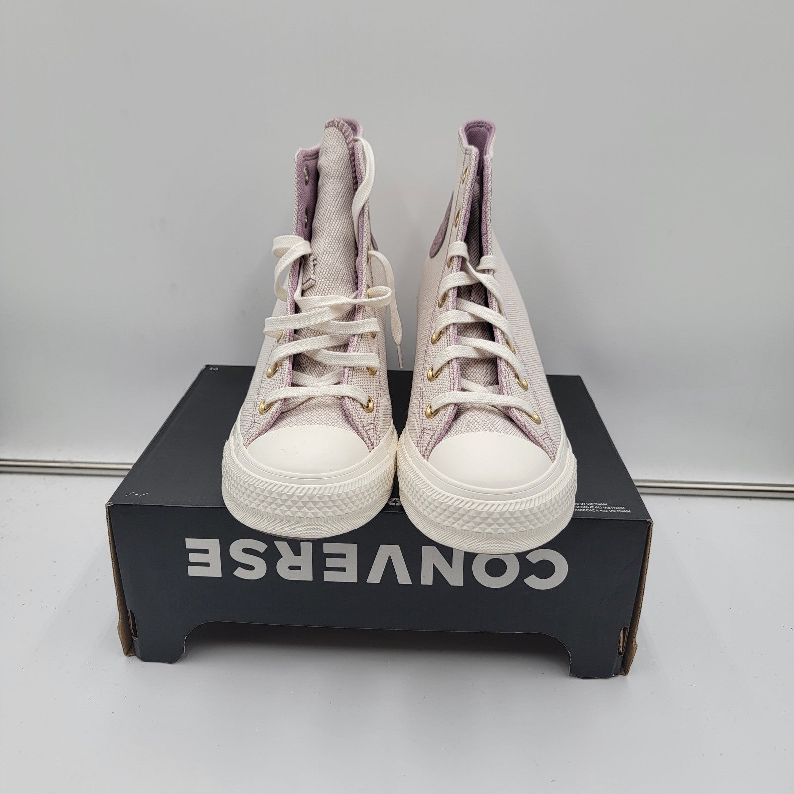 Womens Converse CTAS Wedge Hi Orchid Dust/Egret/Gold Sz 10 A12763C NIB3