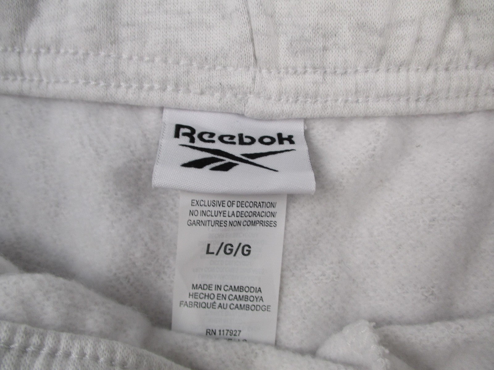 Reebok Varsity Summer Crewneck Short Set Womens L Gray Fleece Egret 131313156