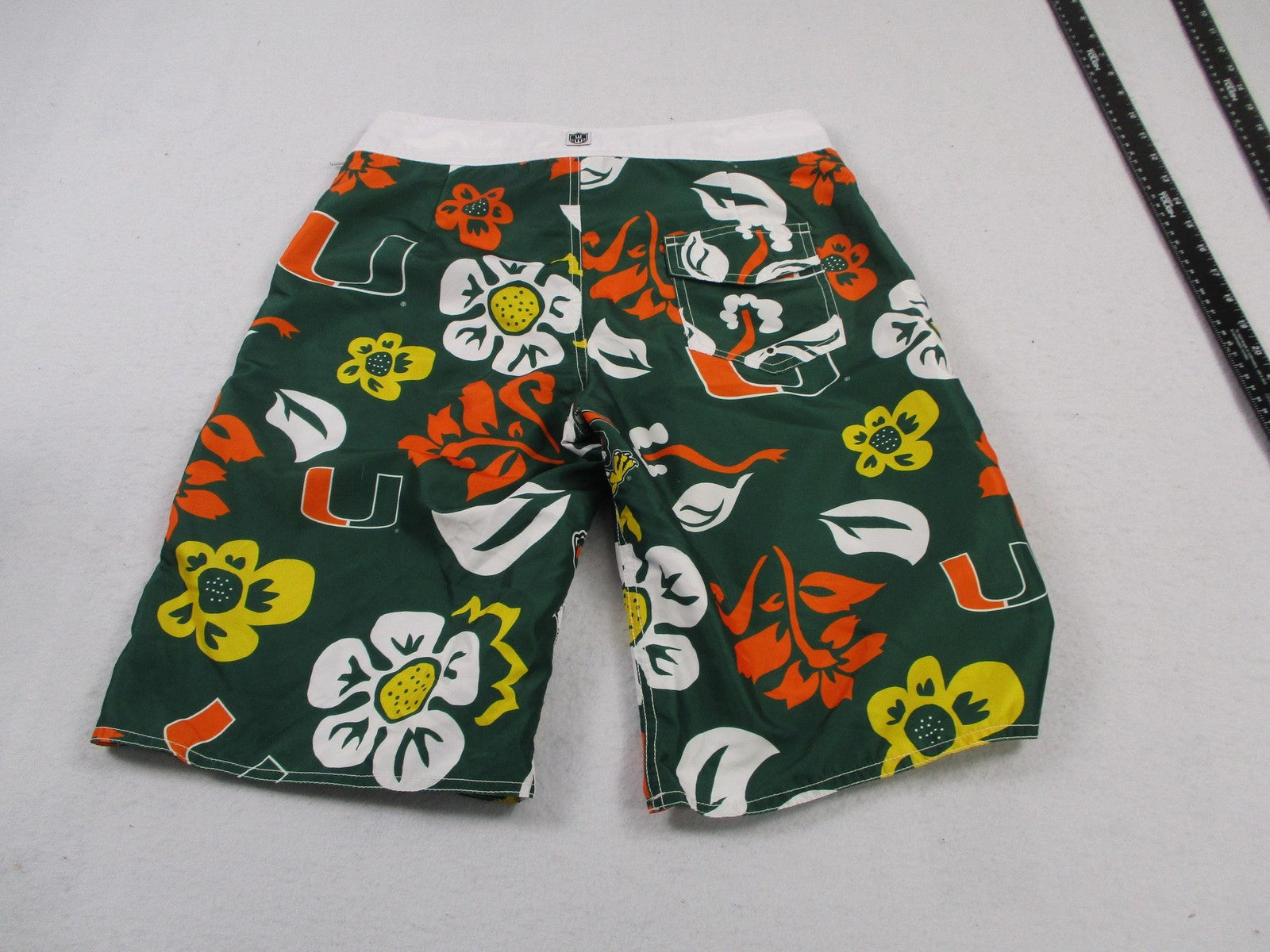 Miami Hurricanes Shorts Mens 30 Green NCAA Football Wes And Willy Swim Trunks3