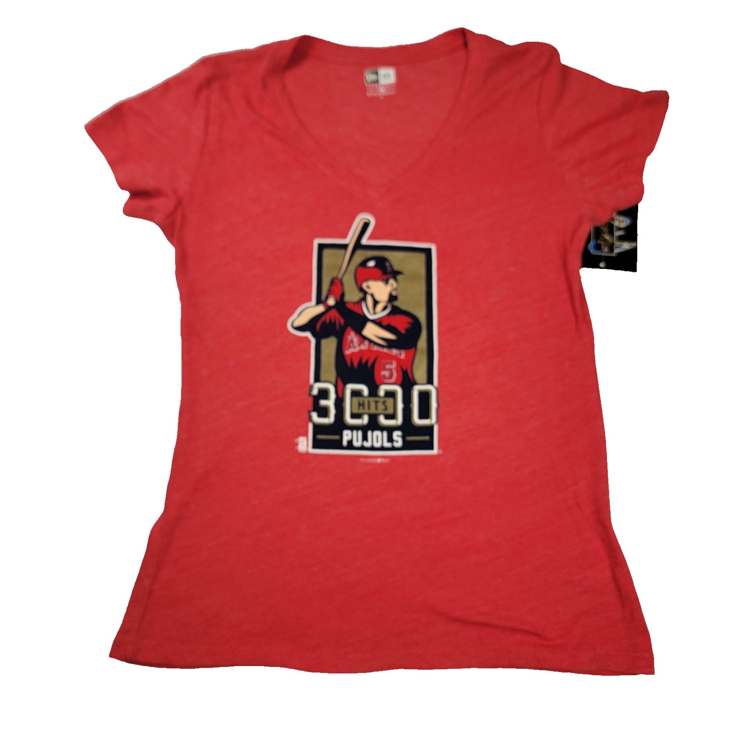 Los Angeles Angels Shirt Women Lg Red MLB Baseball Pujols 3000 Hits New Era 10010