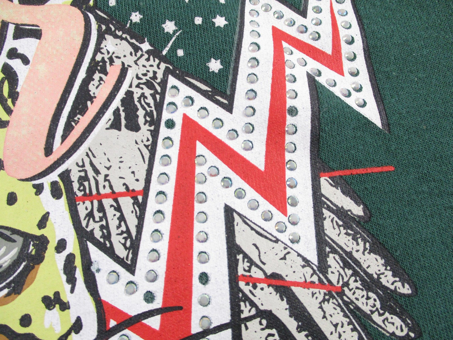 Rebel Minds Hoodie Mens XL Green Pullover Sweatshirt Fearless Rhinestone Graphic6