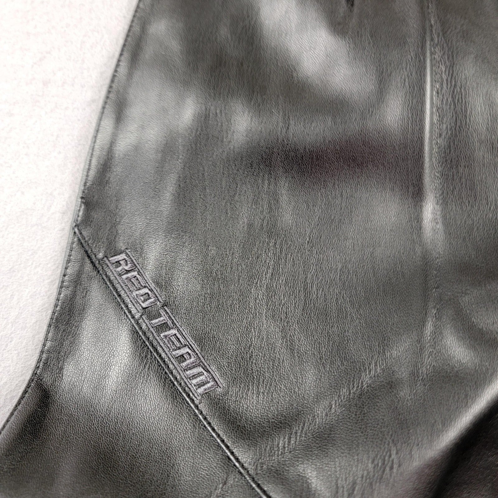 Smoke Rise Red Team Pants Women Medium Black Faux Leather Moto Stretch New