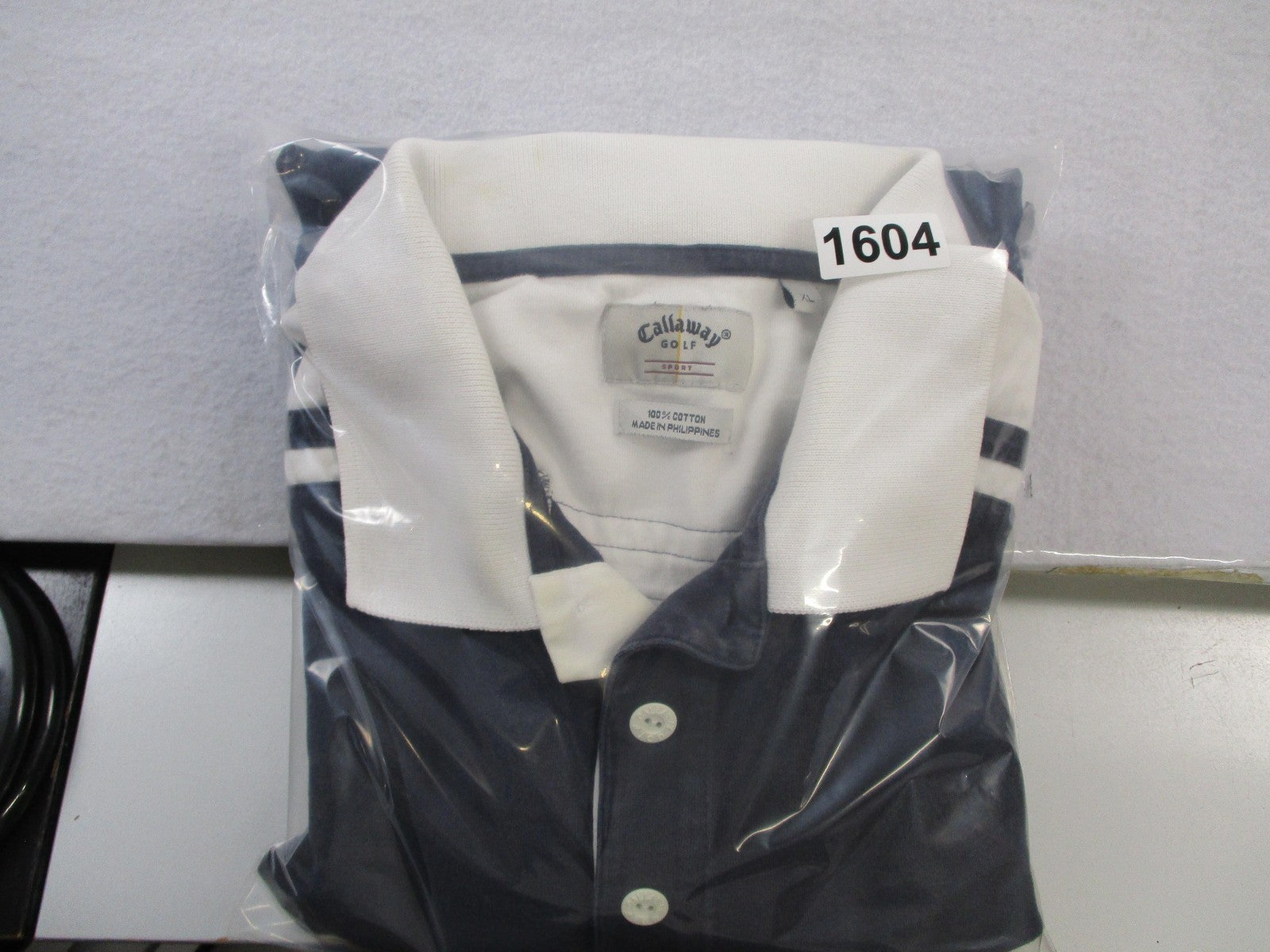 Callaway Golf Sport Polo Shirt Mens XL Blue Long Sleeve Cotton Striped Collared15