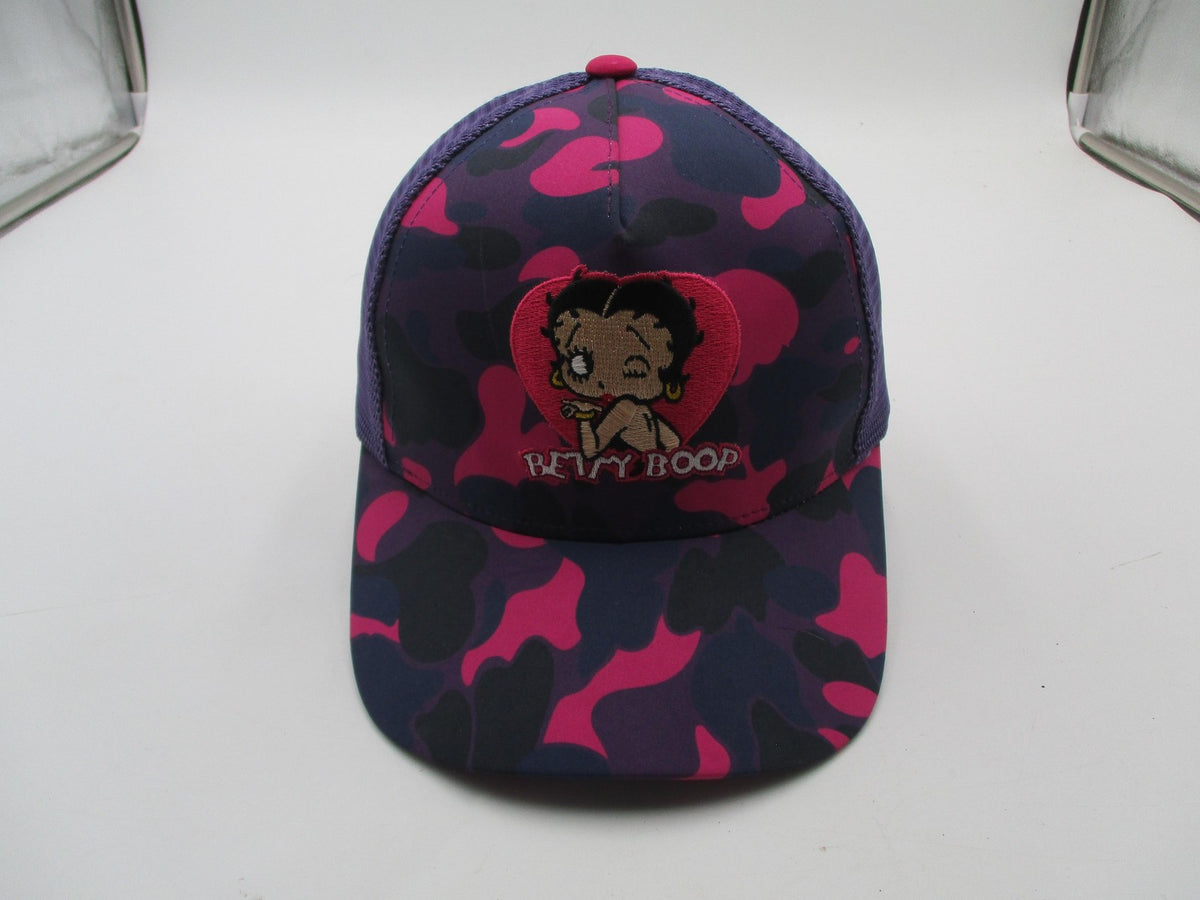 Betty Boop Headgear Classics Hat Cap Snap Back Adjustable Womens Purple Camo0