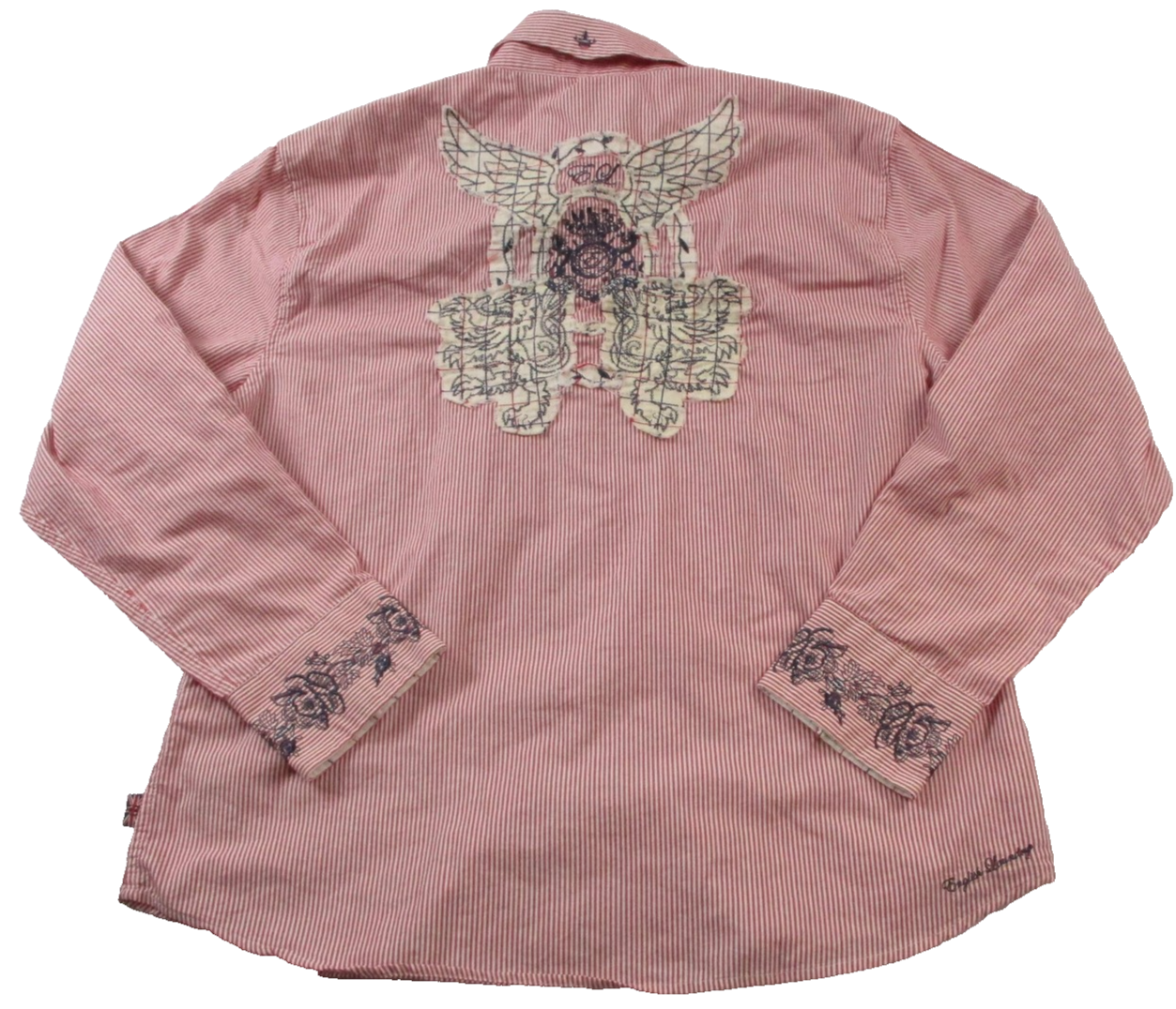 English Laundry Shirt Mens 2XL Red Striped Long Sleeve Embroidered ELW810 15590