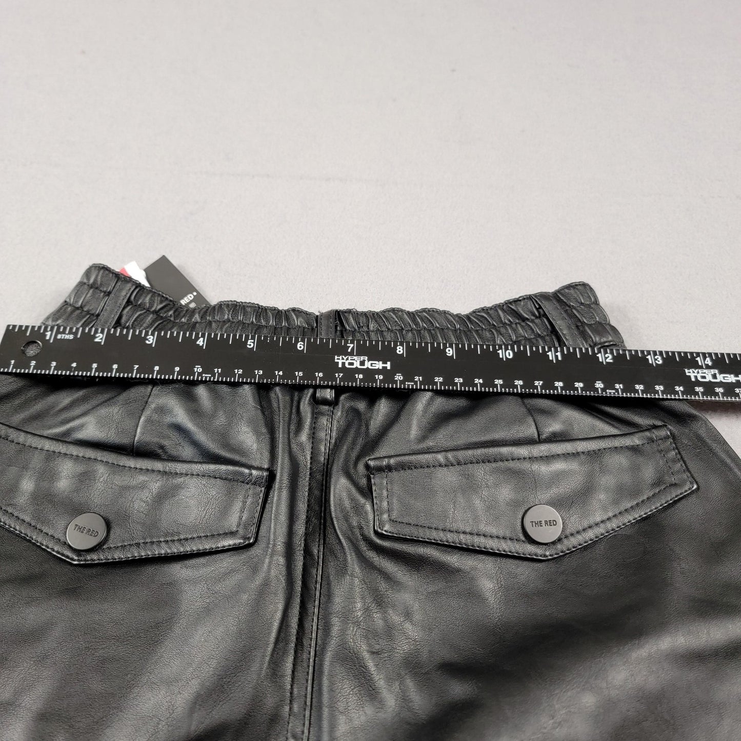 Smoke Rise Red Pants Mens Small Black Cargo Faux Leather Multi Pocket