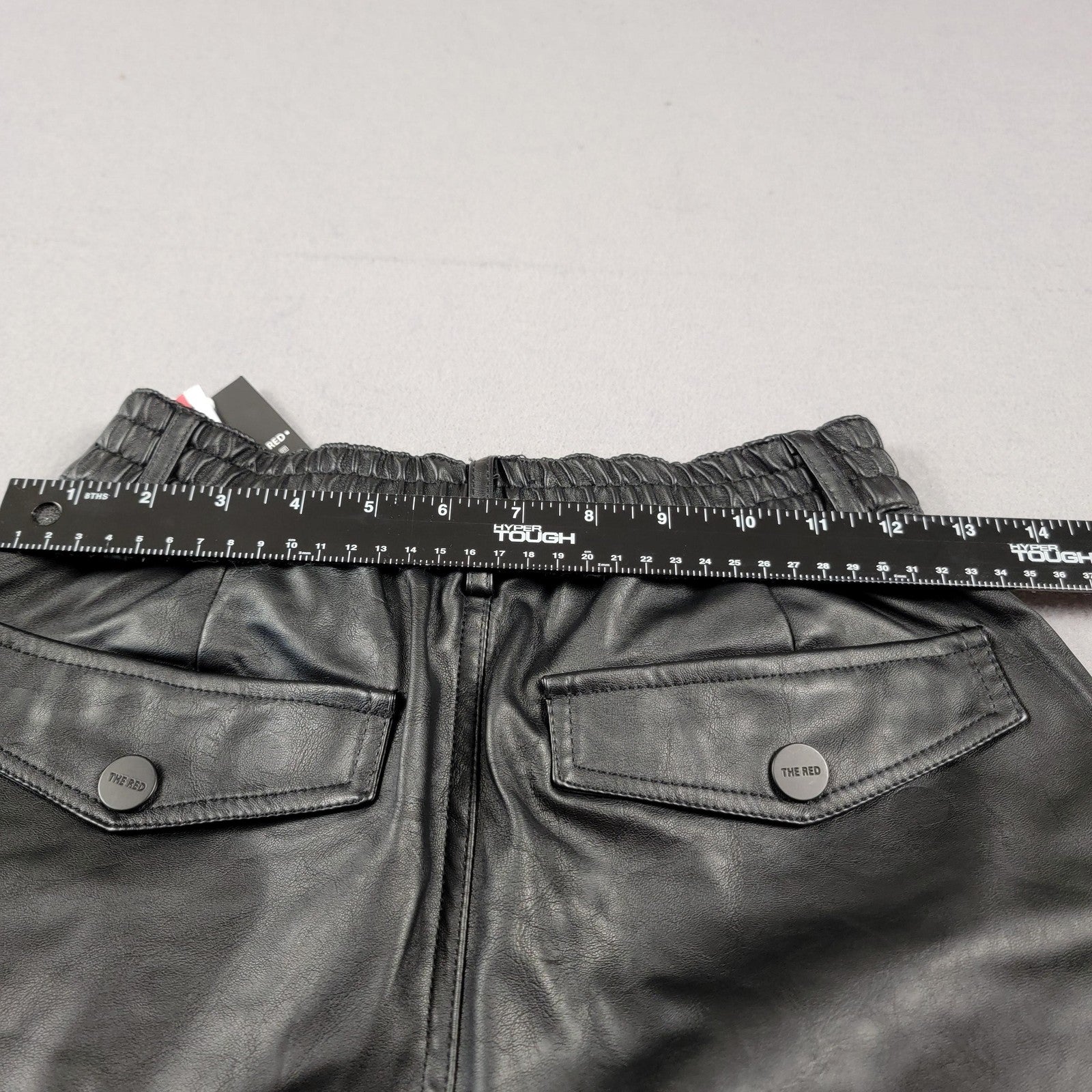 Smoke Rise Red Pants Mens Small Black Cargo Faux Leather Multi Pocket