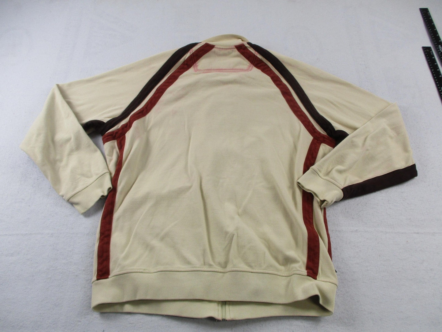 Sean John Jacket Mens Large Beige Brown Red Stripe Track Full Zip Collared Knit1