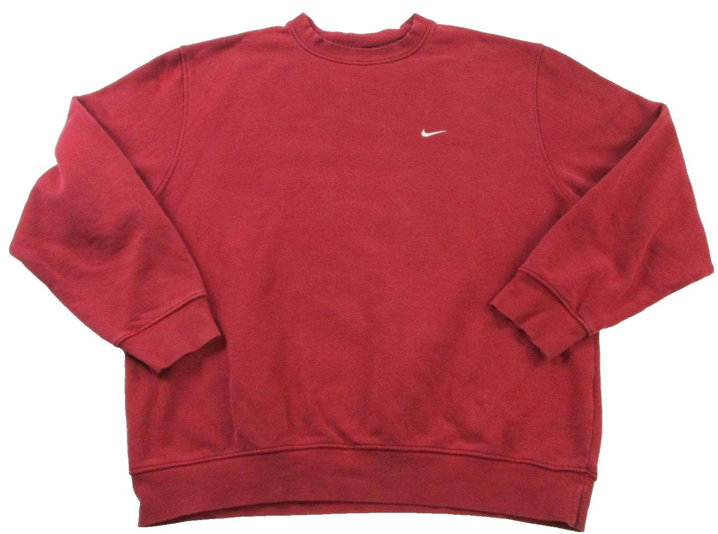 Nike Sweatshirt Mens Large Red Fleece Pullover Crewneck Small Swoosh Logo 16200