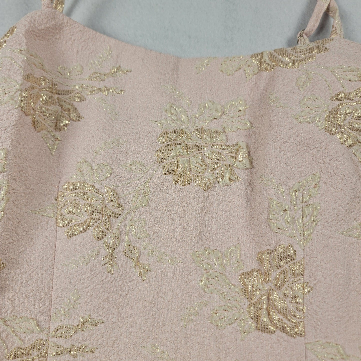 Lulus Pink Gold Floral Brocade Spaghetti Strap Mini Dress Women’s XS NWT