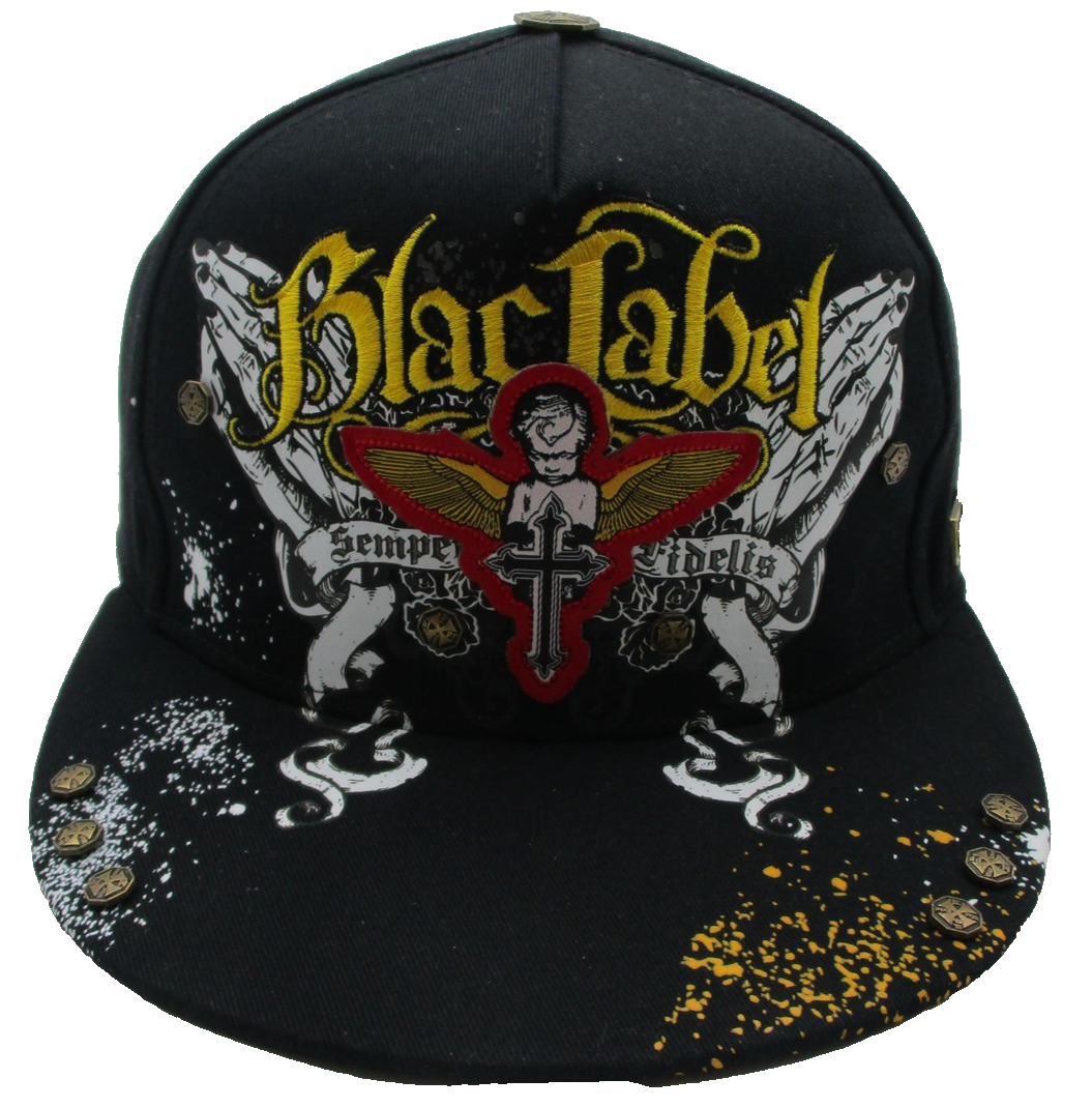 Blac Label Hat Cap Snap Back Mens One Size Black Praying Hands Gothic Trucker0
