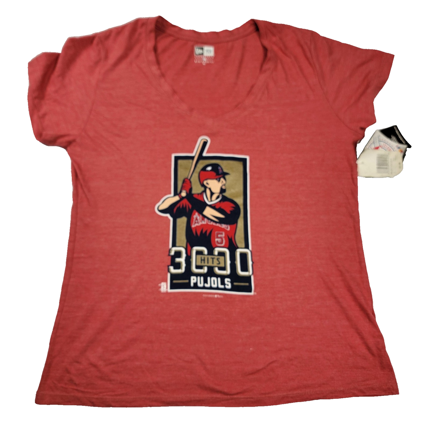Los Angeles Angels Women's Red Pujols 3000 Hits New Era Shirt