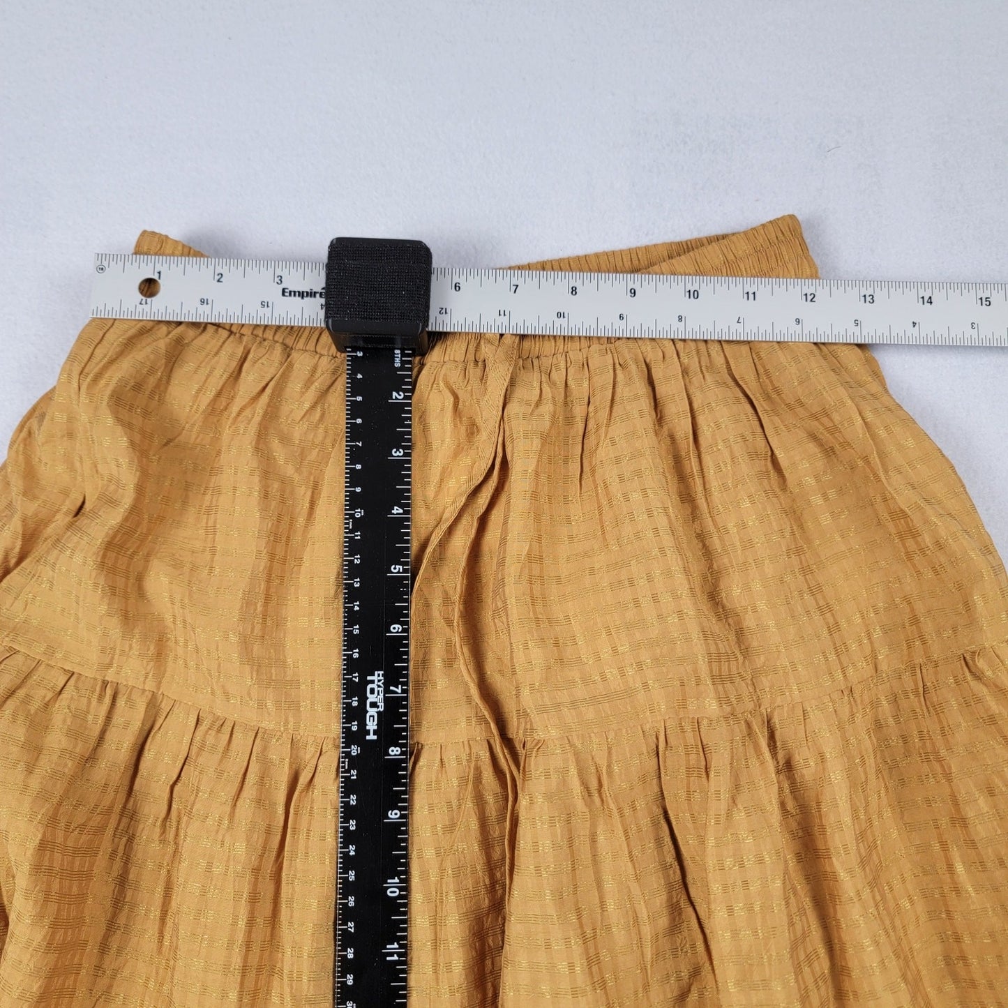Moon River Tiered Ruffle Maxi Skirt Mustard Gold Stripe Women’s Size M New 8463