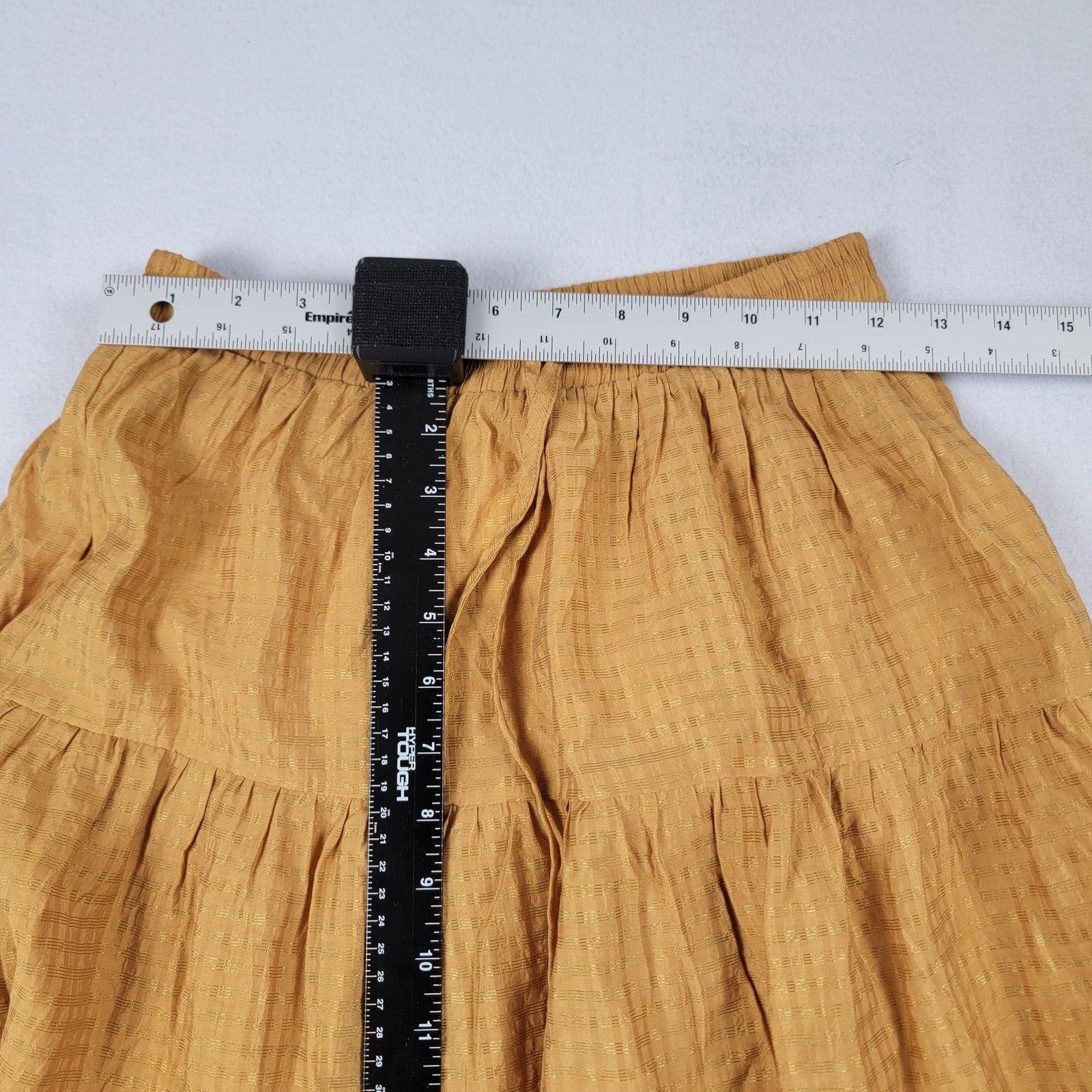 Moon River Tiered Ruffle Maxi Skirt Mustard Gold Stripe Women’s Size M New 8463