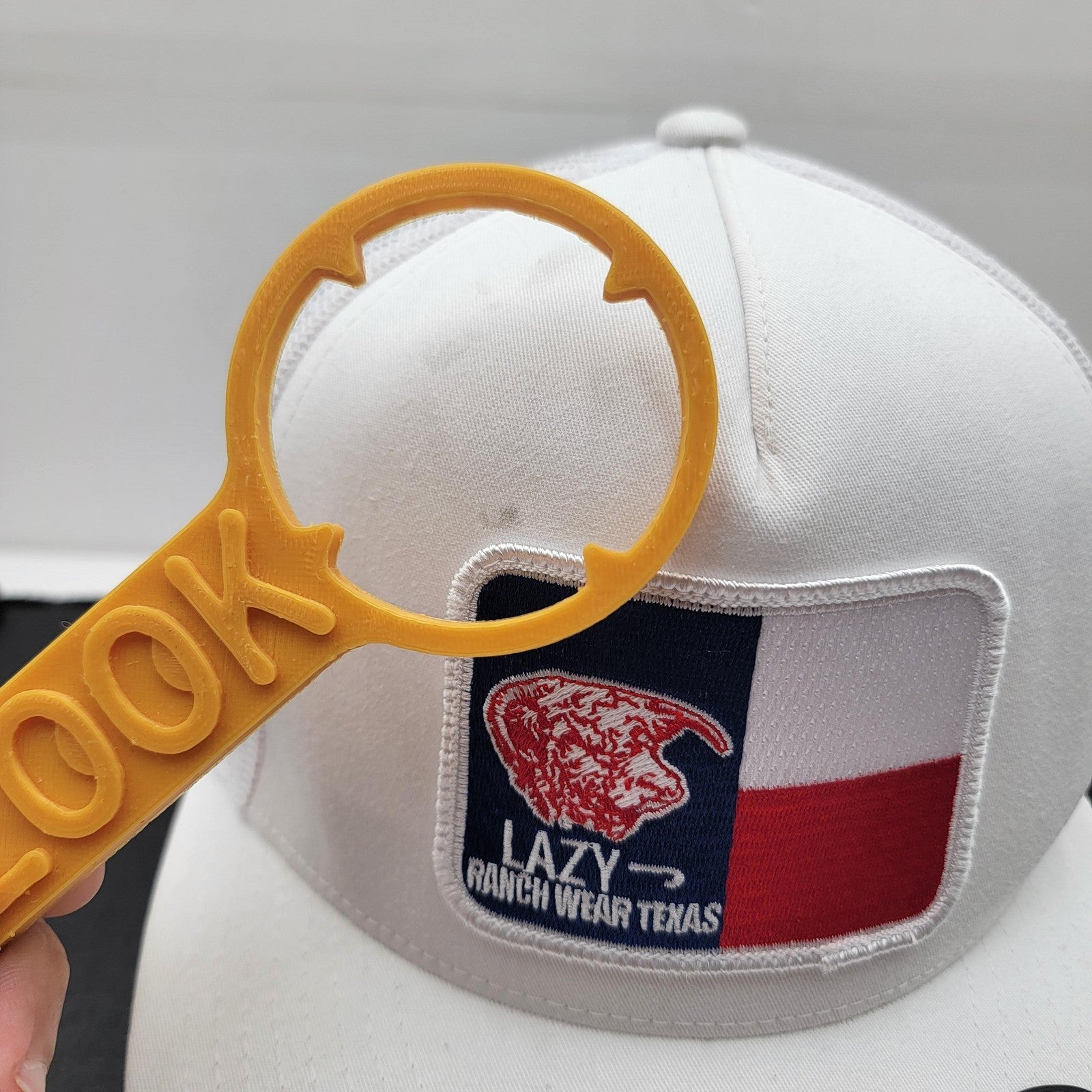 Lazy J Ranch Wear Texas White Snapback Hat Yupoong Mesh Trucker Cap Preowned6