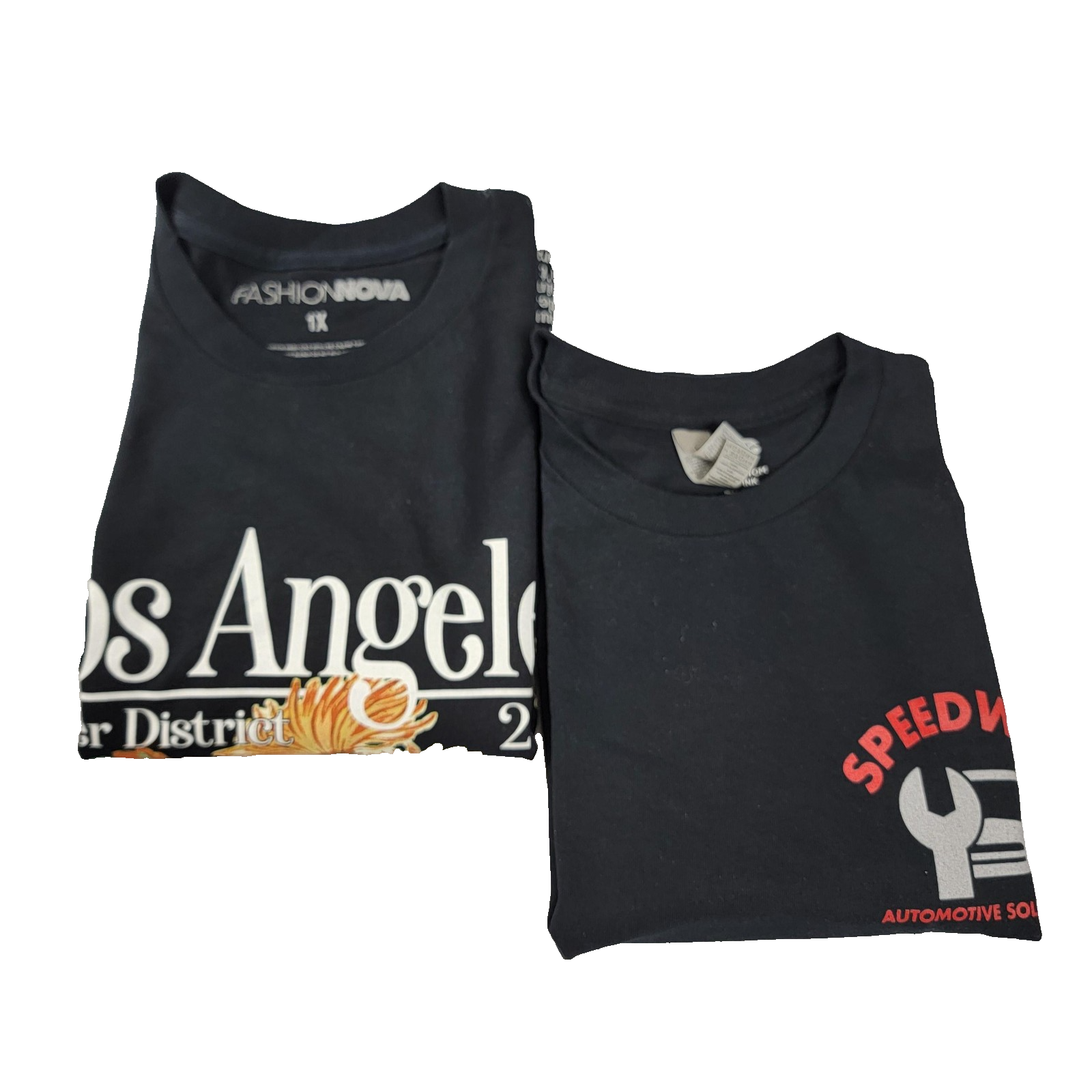 Lot 2 Graphic Shirts Women's XL Black Fashion Nova Los Angeles & Speedway
