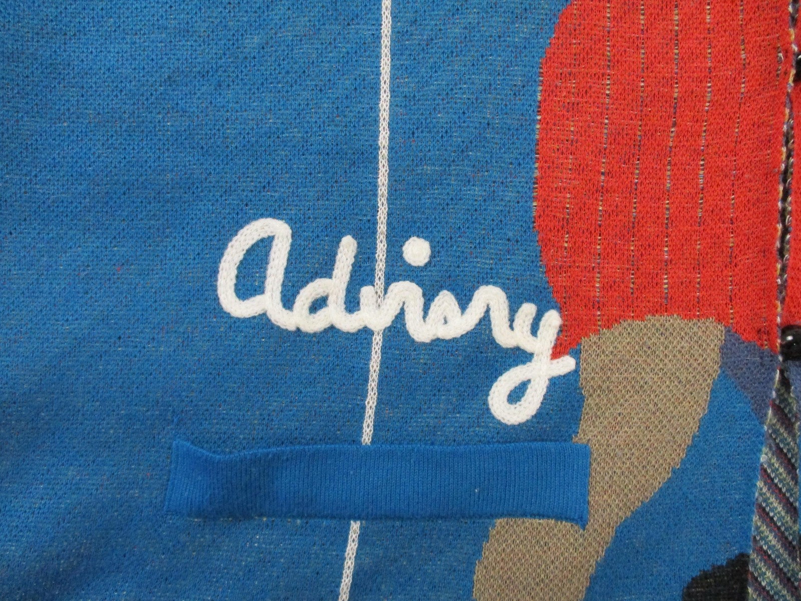 Advisry Cardigan Sweater Womens L Blue Dancing Couple Graphic Knit 14843
