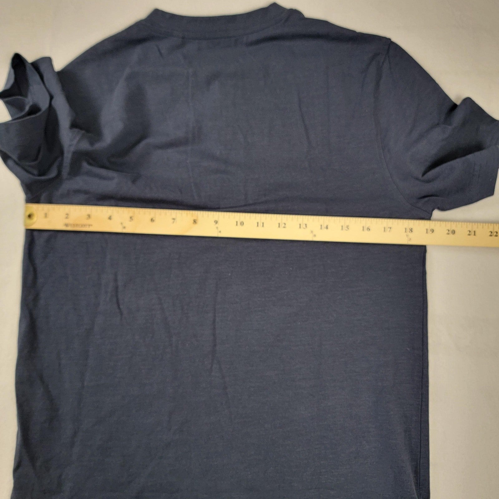 Tailor Vintage Shirt Mens Small Navy Blue Short Sleeve Henley Stretch Cotton 61110