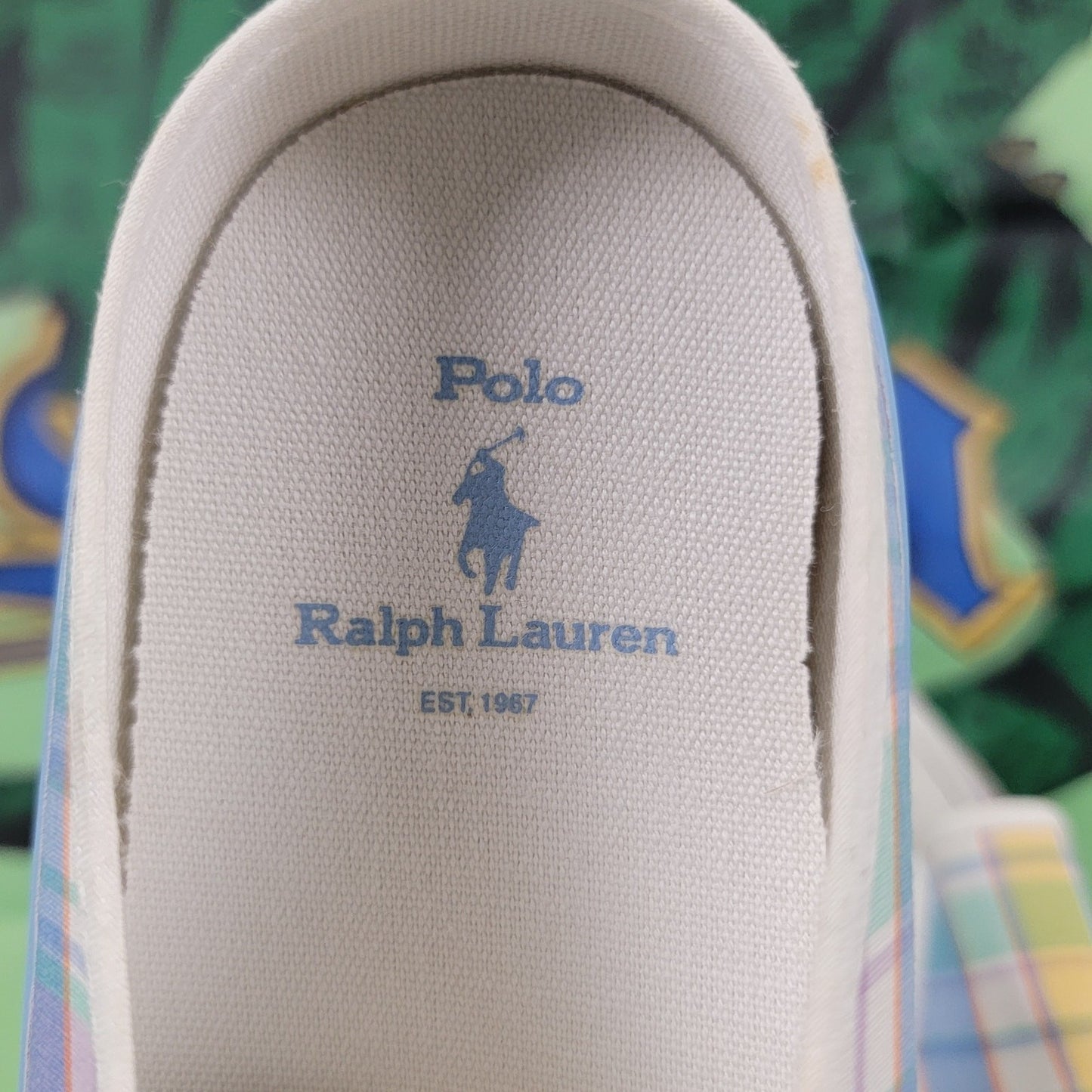 Polo Ralph Lauren Plaid Mansheim Mule Platform Mens Sz 6 WQ3715C4