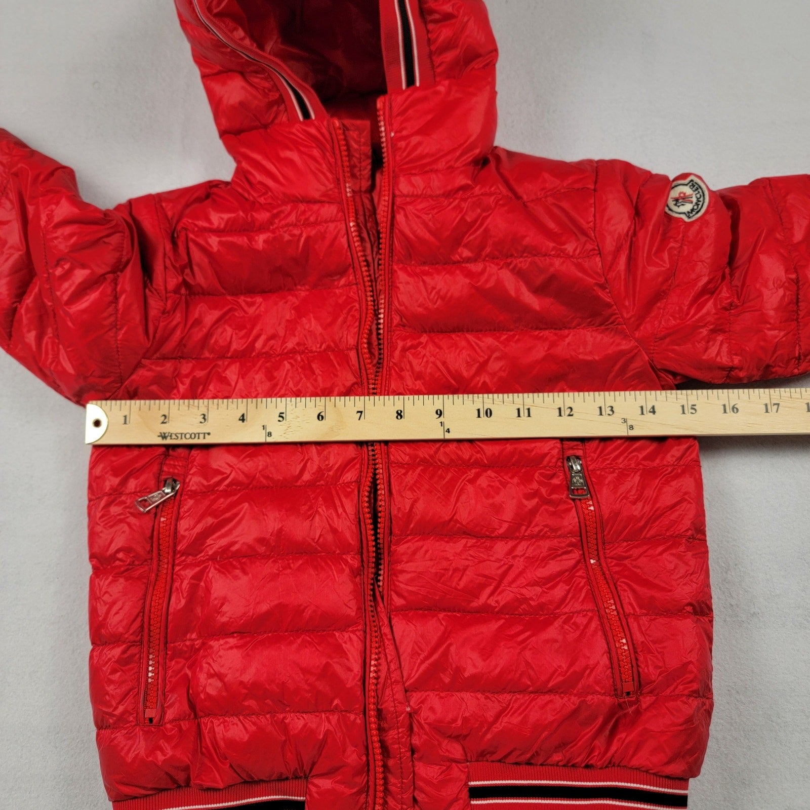 Moncler Kids Eliot Giubbotto Red Down Puffer Jacket Size 8