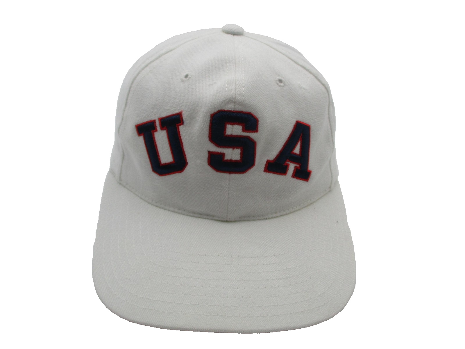 Vintage USA Hat Cap Snap Back Mens One Size White Embroidered American Needle0