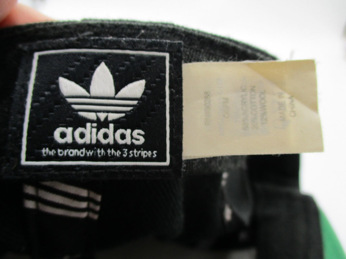Adidas Hat Cap Snap Back Mens One Size Black Trefoil Logo Green Brim Embroidered10