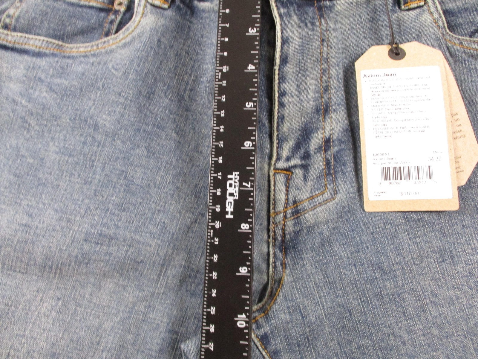 PrAna Axiom Jeans Mens 34x30 Blue Antique Stone Wash Straight Stretch Denim8