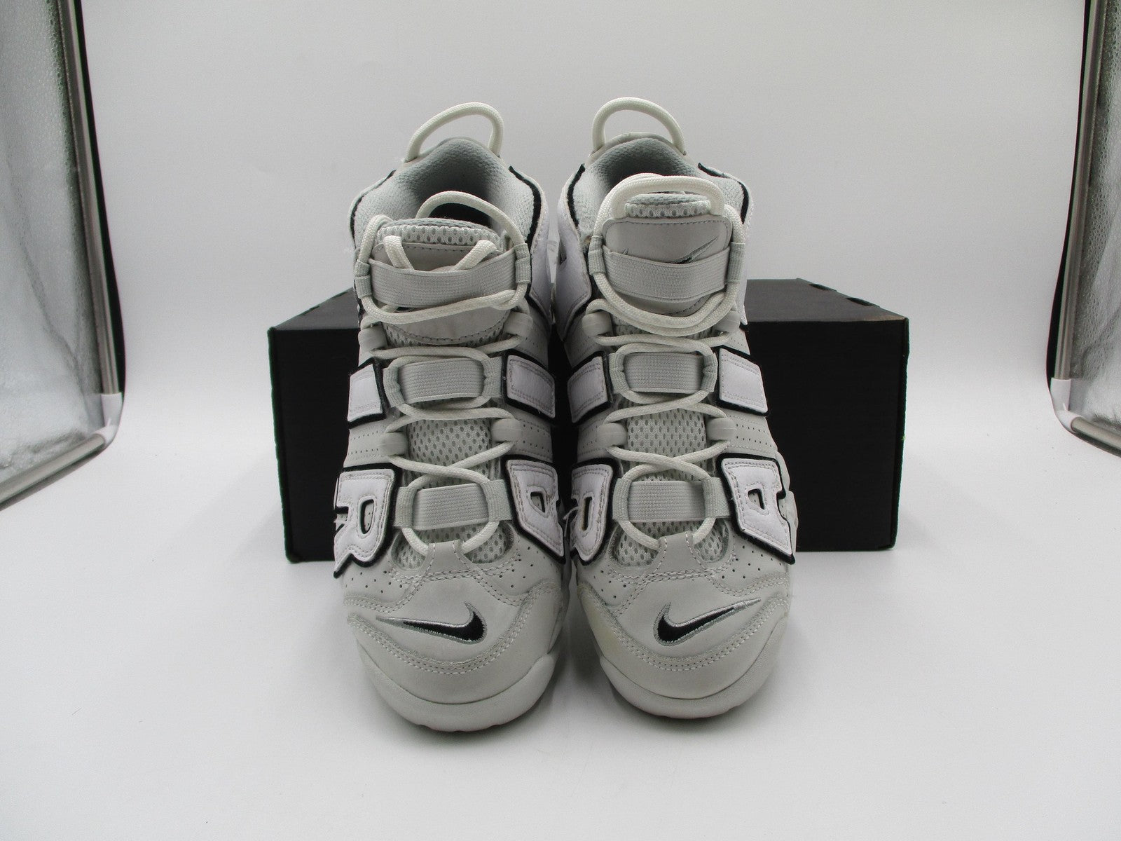 Nike Air More Uptempo Shoes Youth Size 4Y GS Photon Dust Black FD0022-001 (1E4)4
